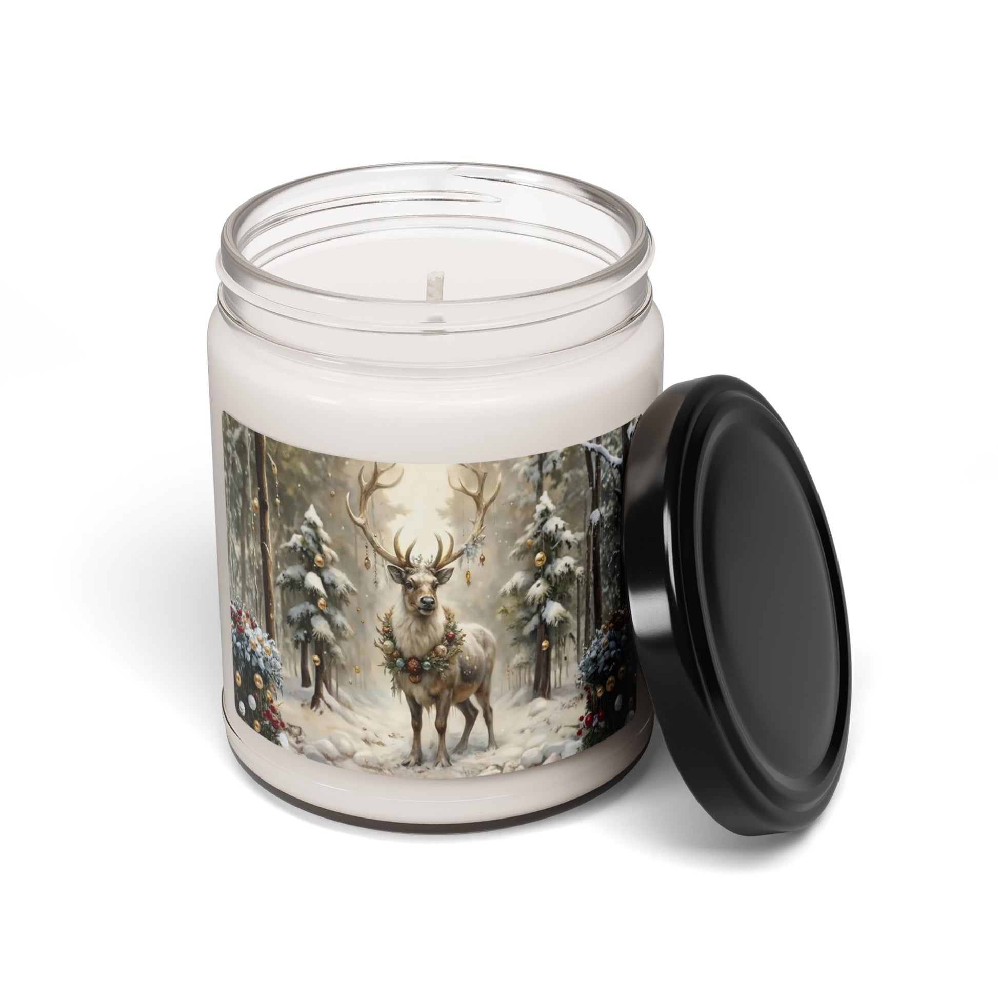 Whispers of Winter – Reindeer Wreath Candle | Elegant Holiday Home Fragrance by Paper Pleasures - 9oz Holiday Décor