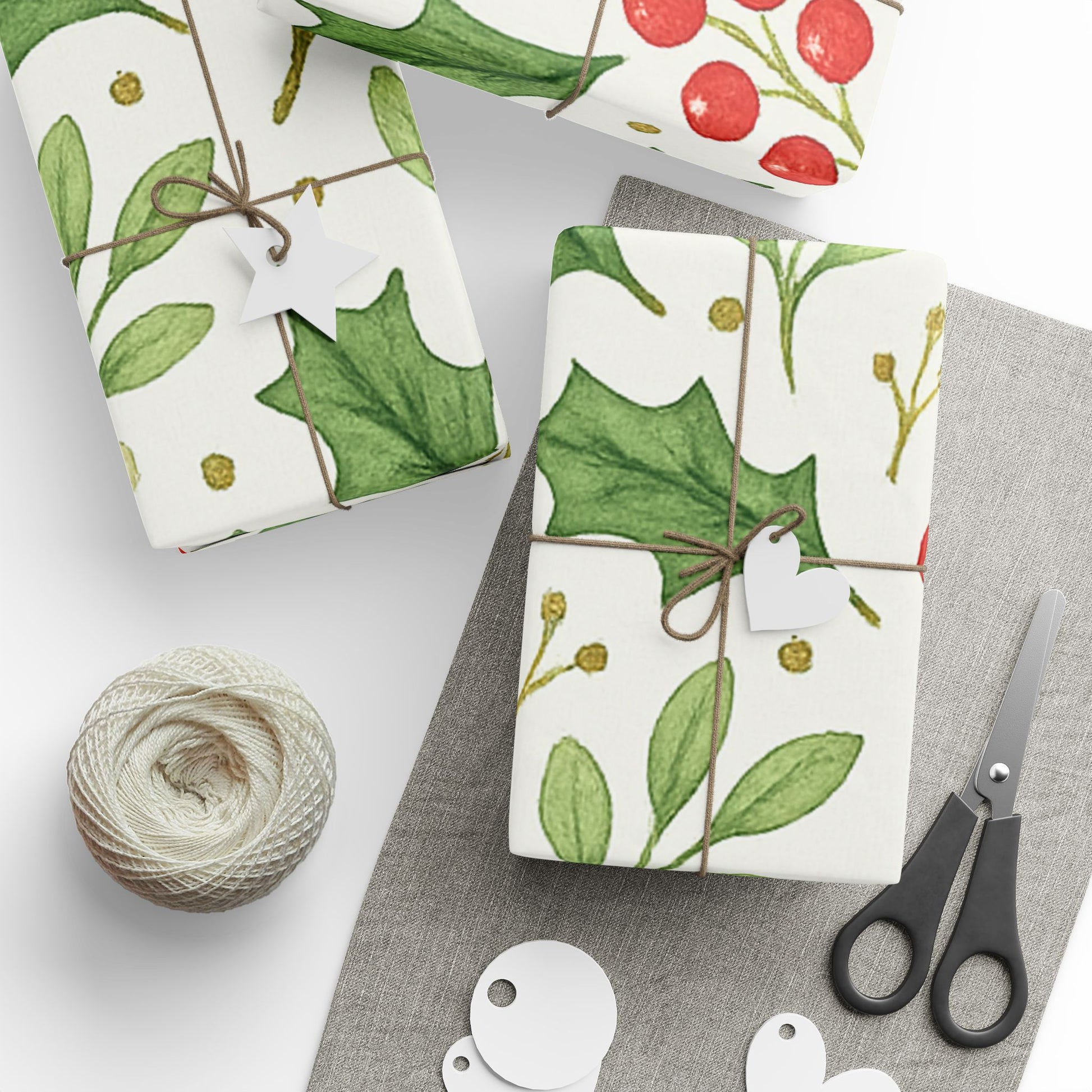 Festive Wrapping Paper, Holly Holiday Gift Wrap, Eco-Friendly Wrapping, Christmas Gift Wrap, Floral Wrapping Paper, Seasonal Decor