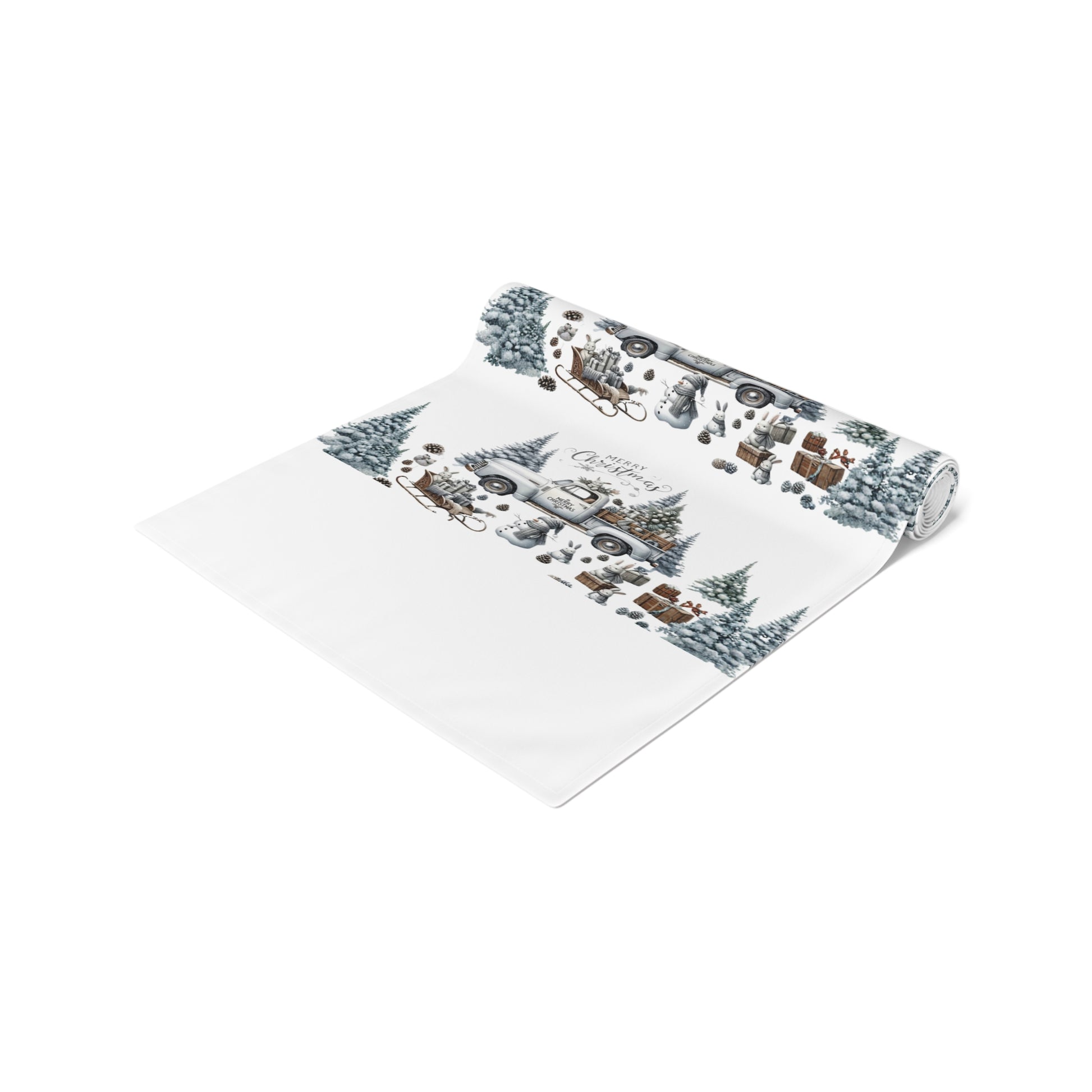 Whispers of Winter – Merry Christmas Truck Table Runner | Vintage Holiday Table Décor by Paper Pleasures