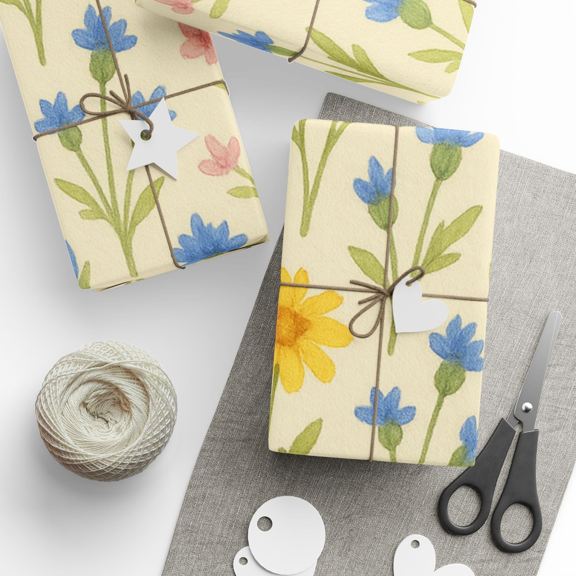 Wildflower Garden Wrapping Paper – Colorful Floral Gift Wrap on Cream Background