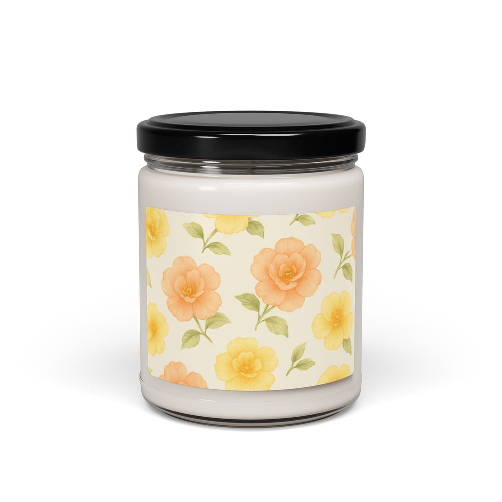 Yellow Roses Floral Scented Soy Candle - 9oz Organic Candle for Relaxation & Home Decor