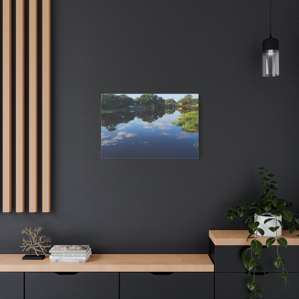 Serene Lake Landscape Reflection - Stretched Canvas Artwork