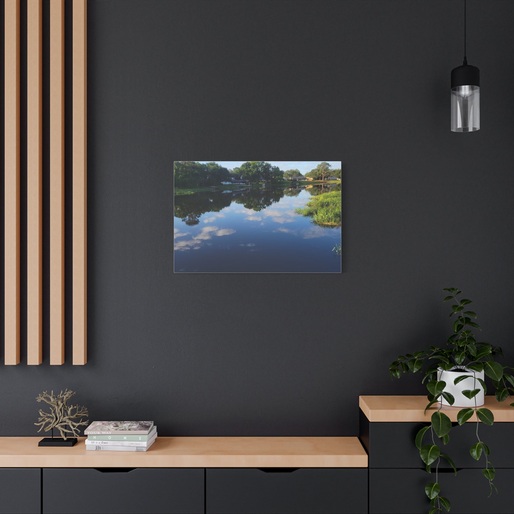 Serene Lake Landscape Reflection - Stretched Canvas Artwork