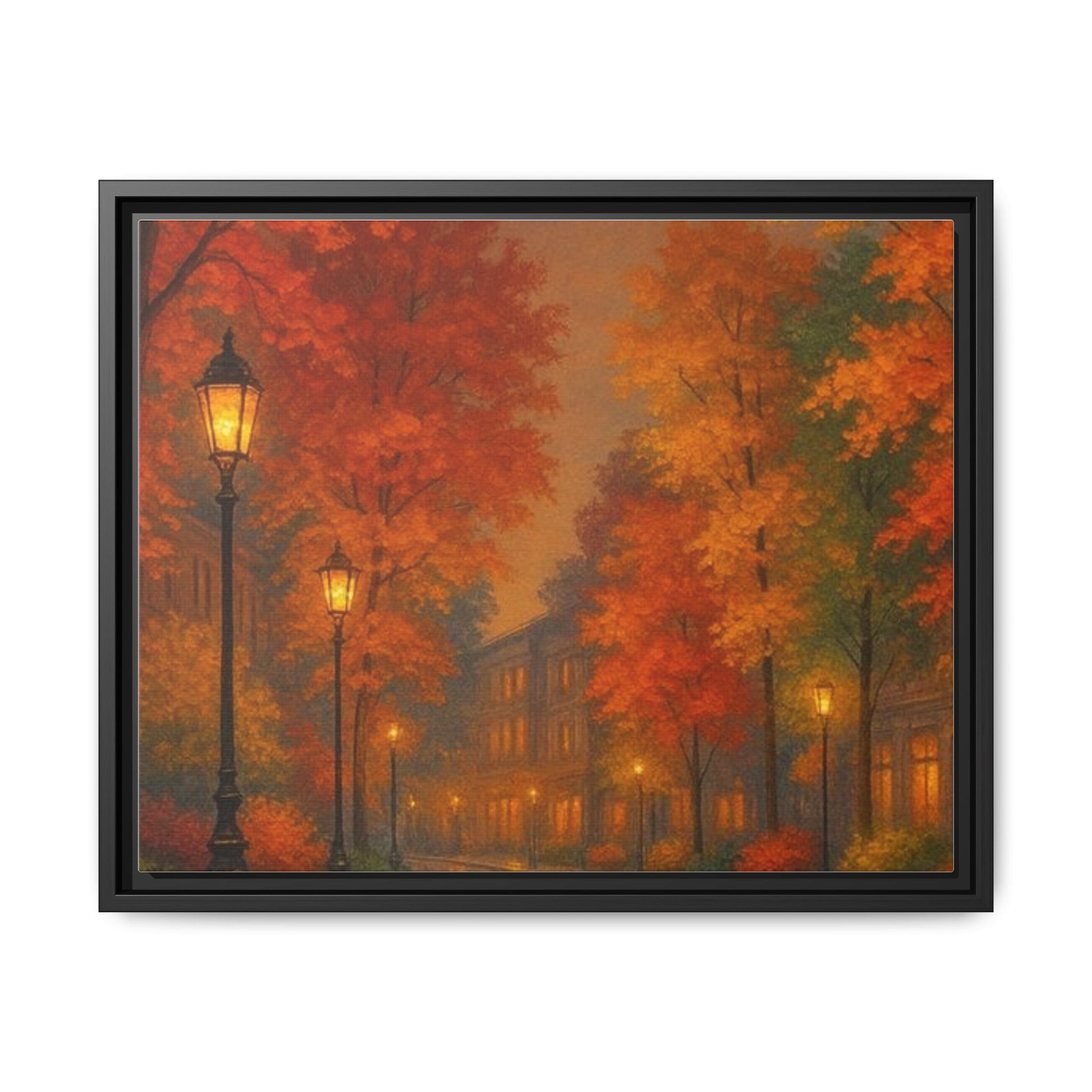 Autumn Cityscape Canvas Art – Warm Fall Skyline Wall Décor