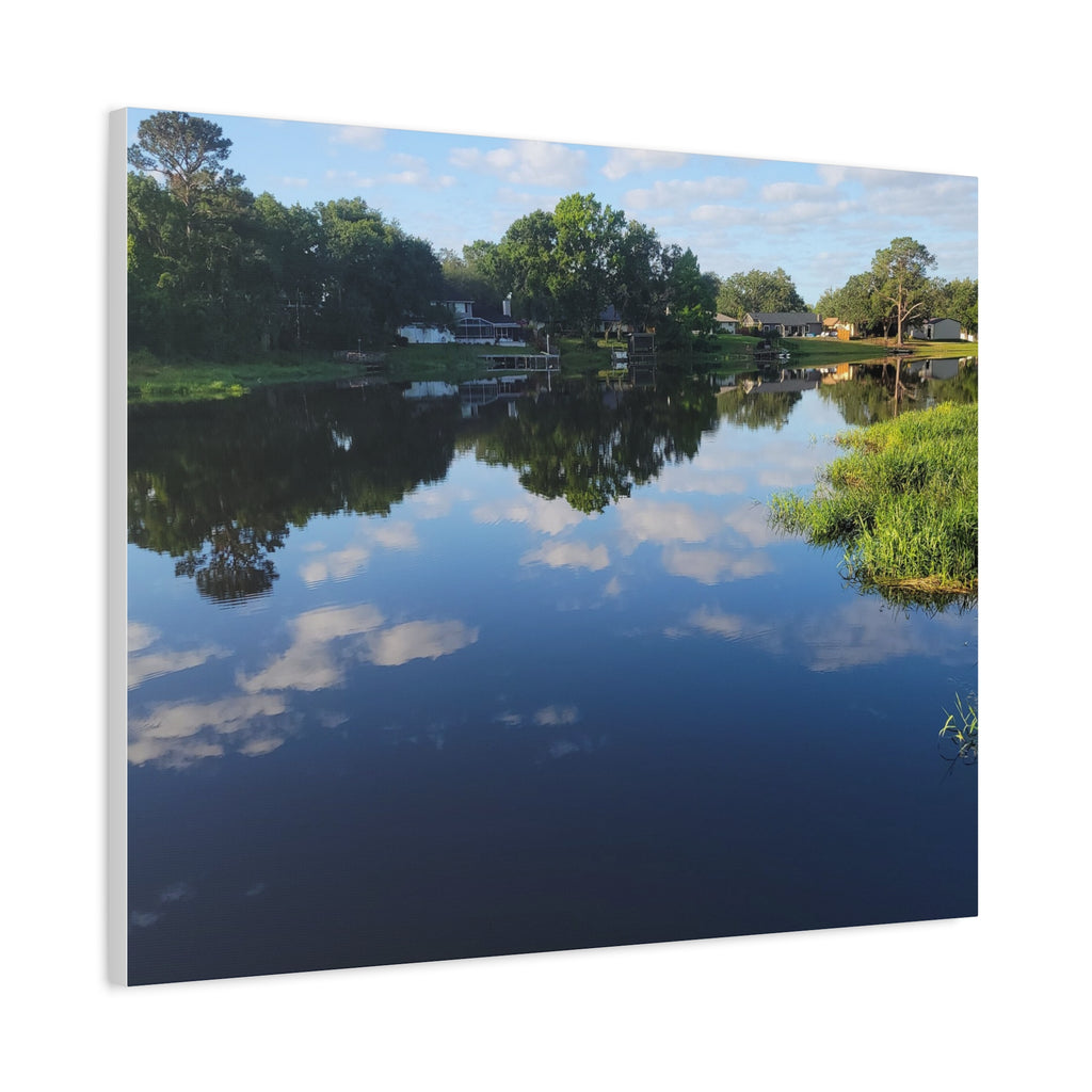 Serene Lake Landscape Reflection - Stretched Canvas Artwork