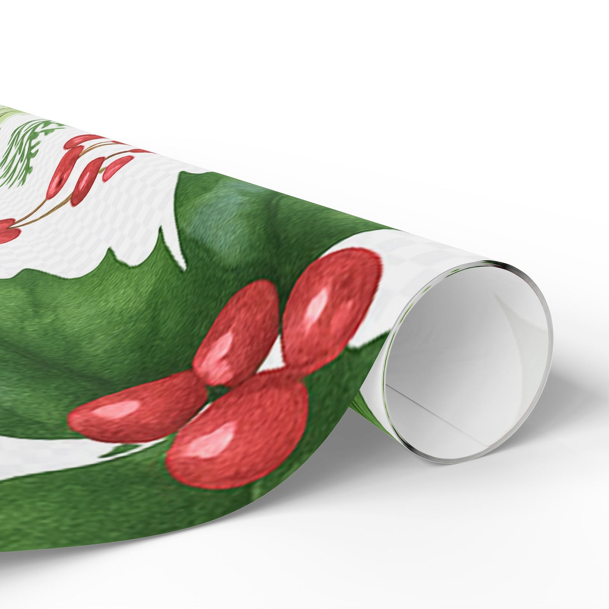 Whispers of Winter Watercolor Holly & Pine Wrapping Paper – Elegant Botanical Christmas Gift Wrap - Ana