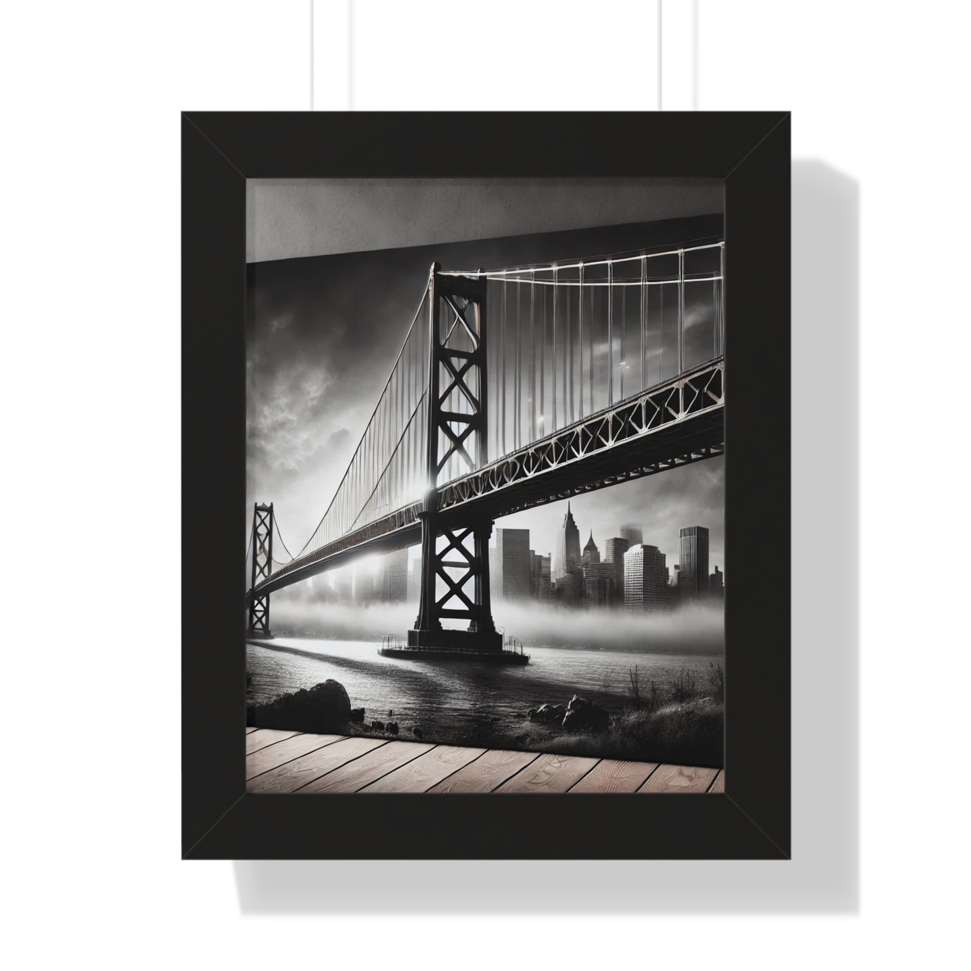 Monochrome Urban Landscape Framed Vertical Poster - Modern Home Decor