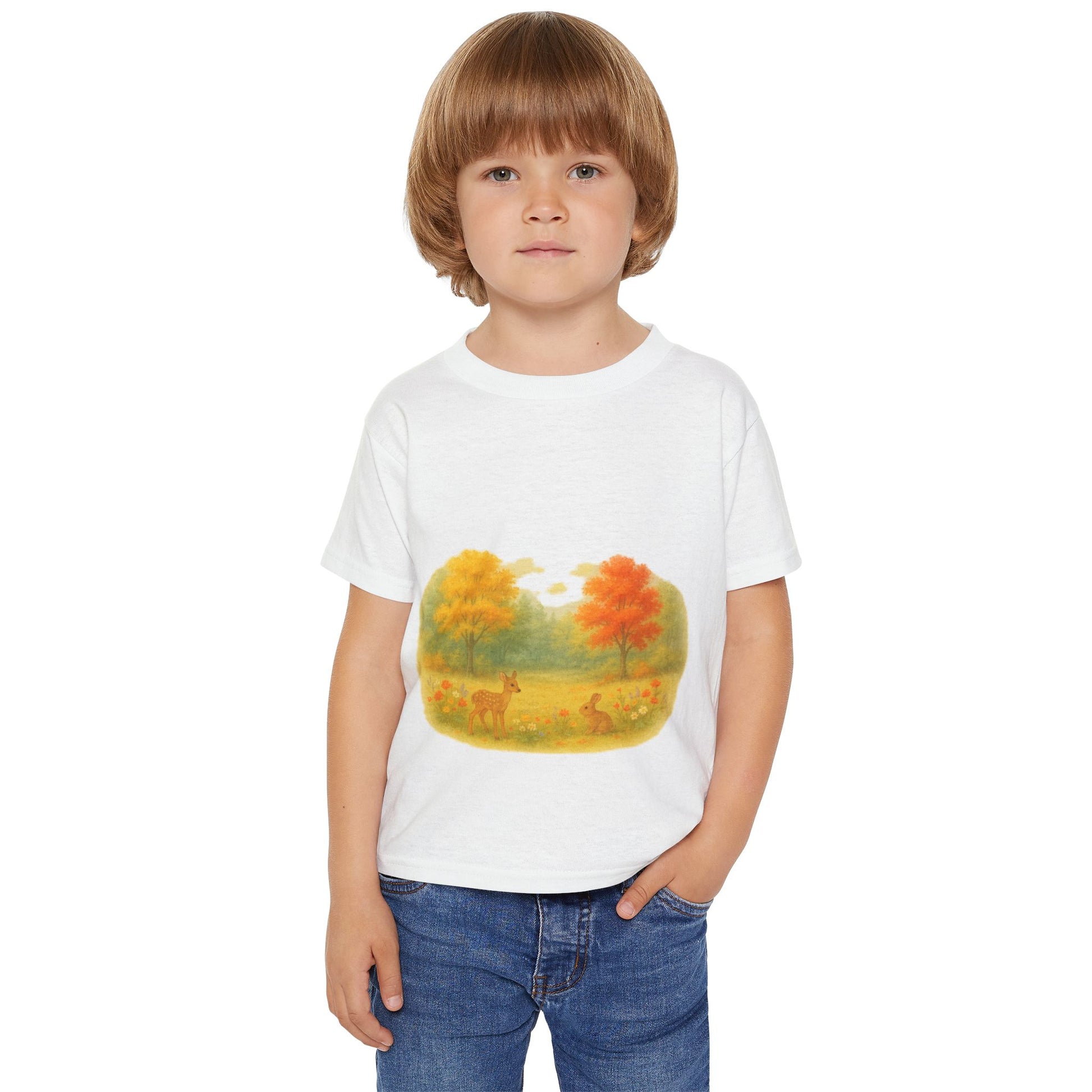 Autumn Forest Friends Kids T-Shirt – Deer & Bunny Woodland Graphic Tee