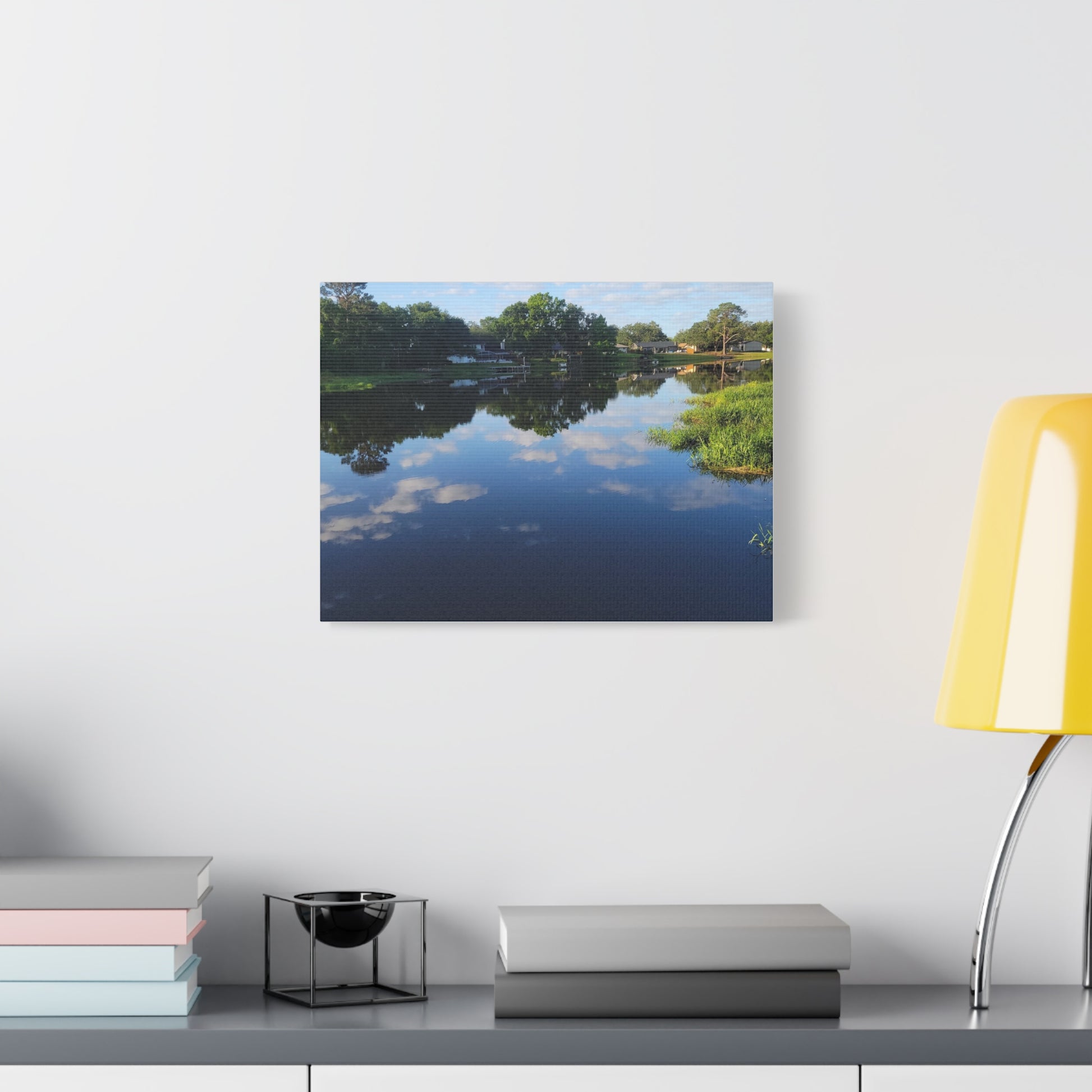 Serene Lake Landscape Reflection - Stretched Canvas Artwork