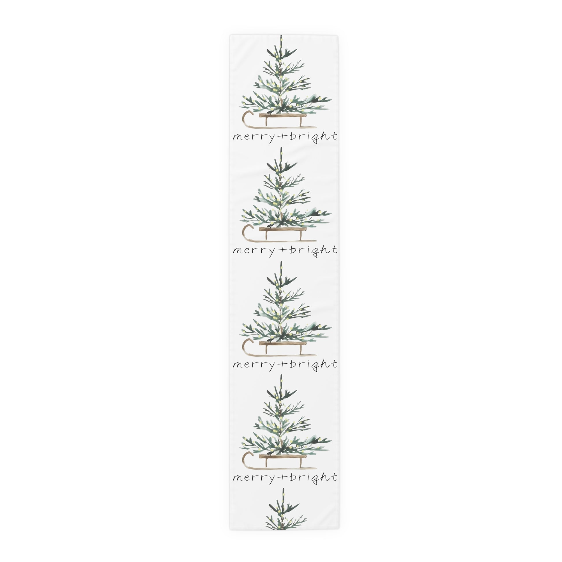 Merry & Bright Table RunnerWhispers of Winter – Merry + Bright Christmas Tree Table Runner | Elegant Holiday Table Décor by Paper Pleasures
