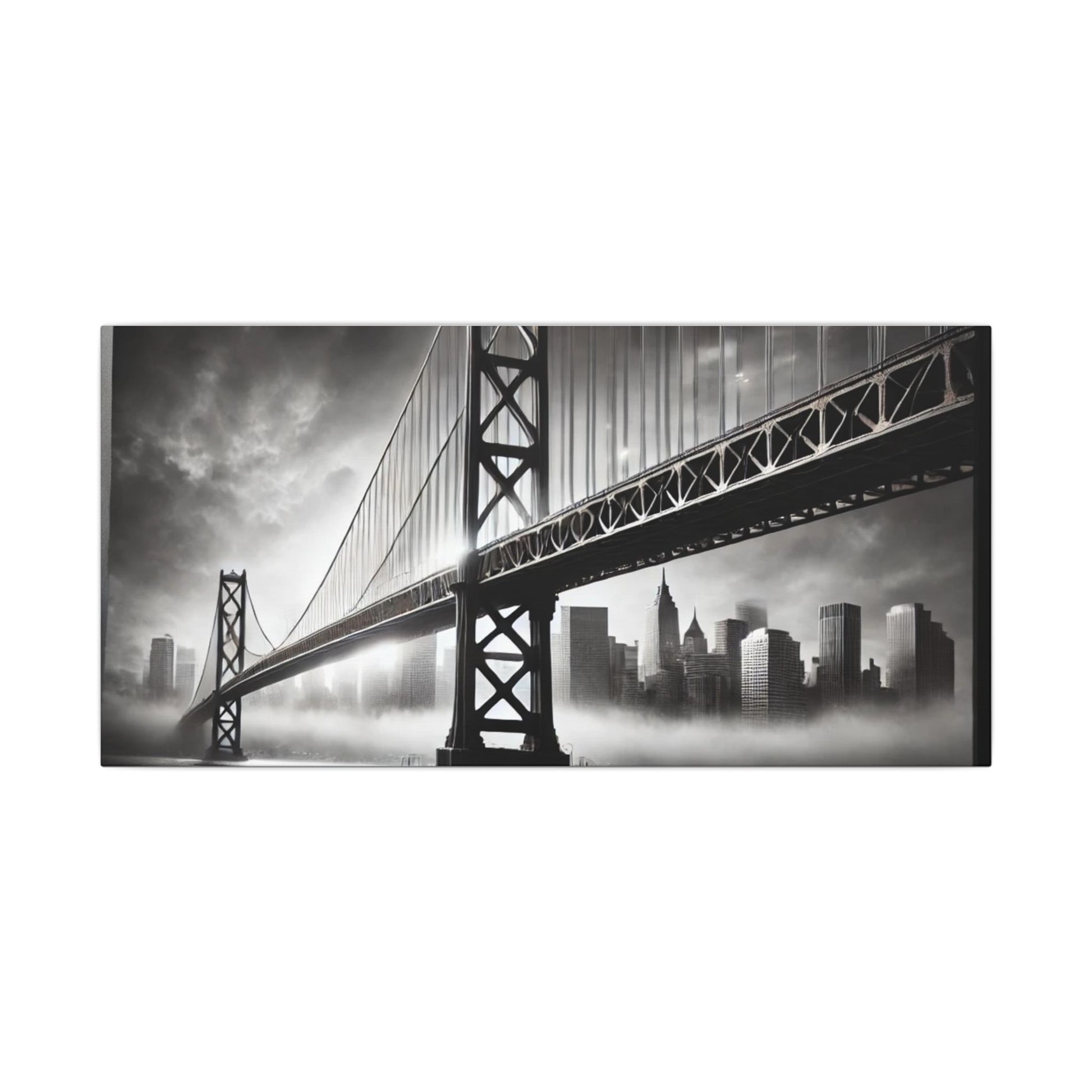 Horizontal Golden Gate Bridge Black & White Wall Art – Dramatic San Francisco Photography Print in Black Frame (2 of 3)