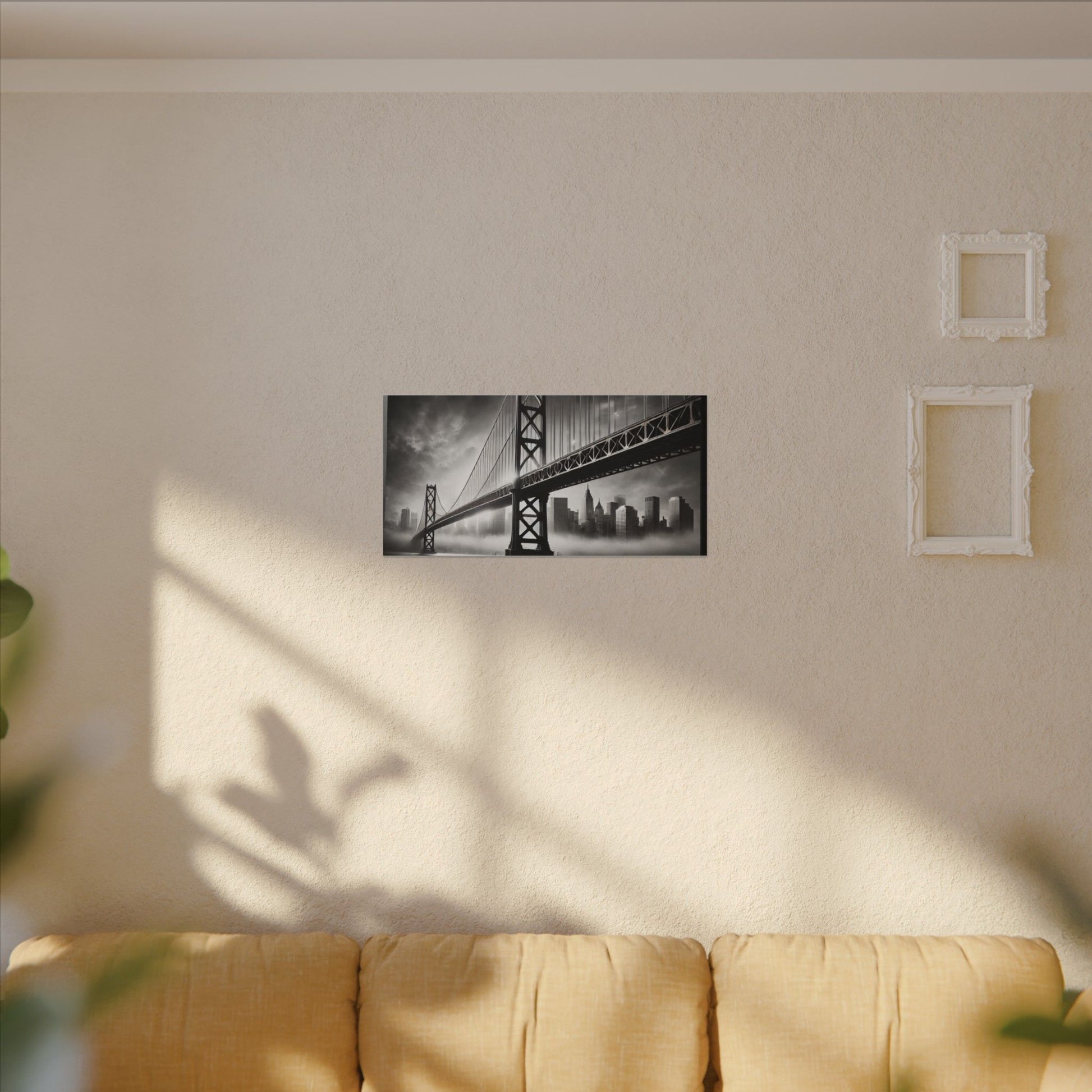 Horizontal Golden Gate Bridge Black & White Wall Art – Dramatic San Francisco Photography Print in Black Frame (2 of 3)