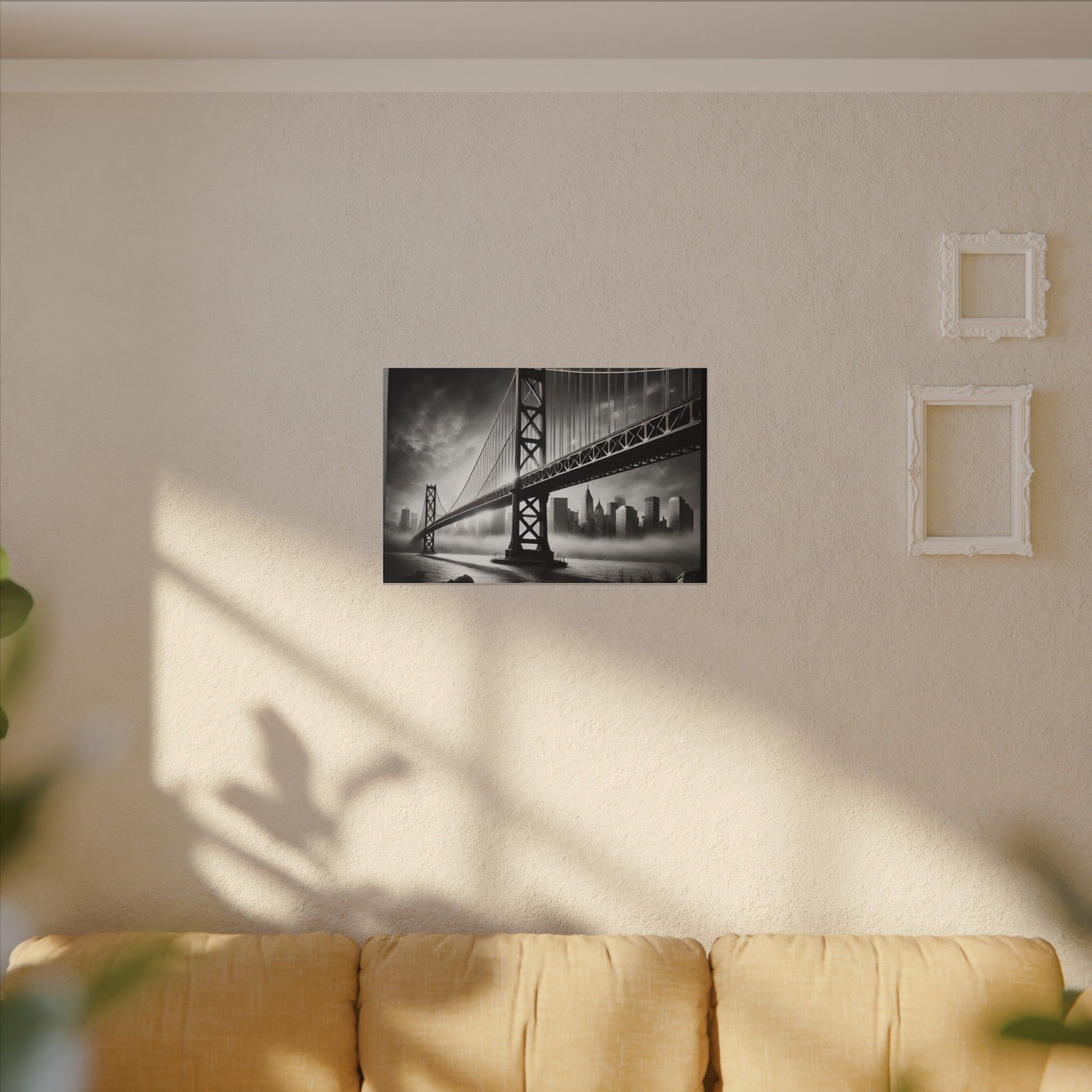 Horizontal Golden Gate Bridge Black & White Wall Art – Dramatic San Francisco Photography Print in Black Frame (2 of 3)