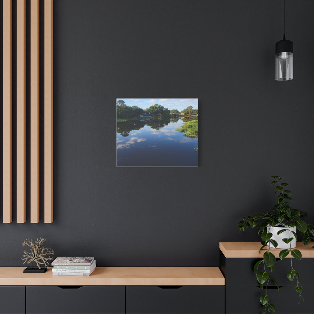 Serene Lake Landscape Reflection - Stretched Canvas Artwork