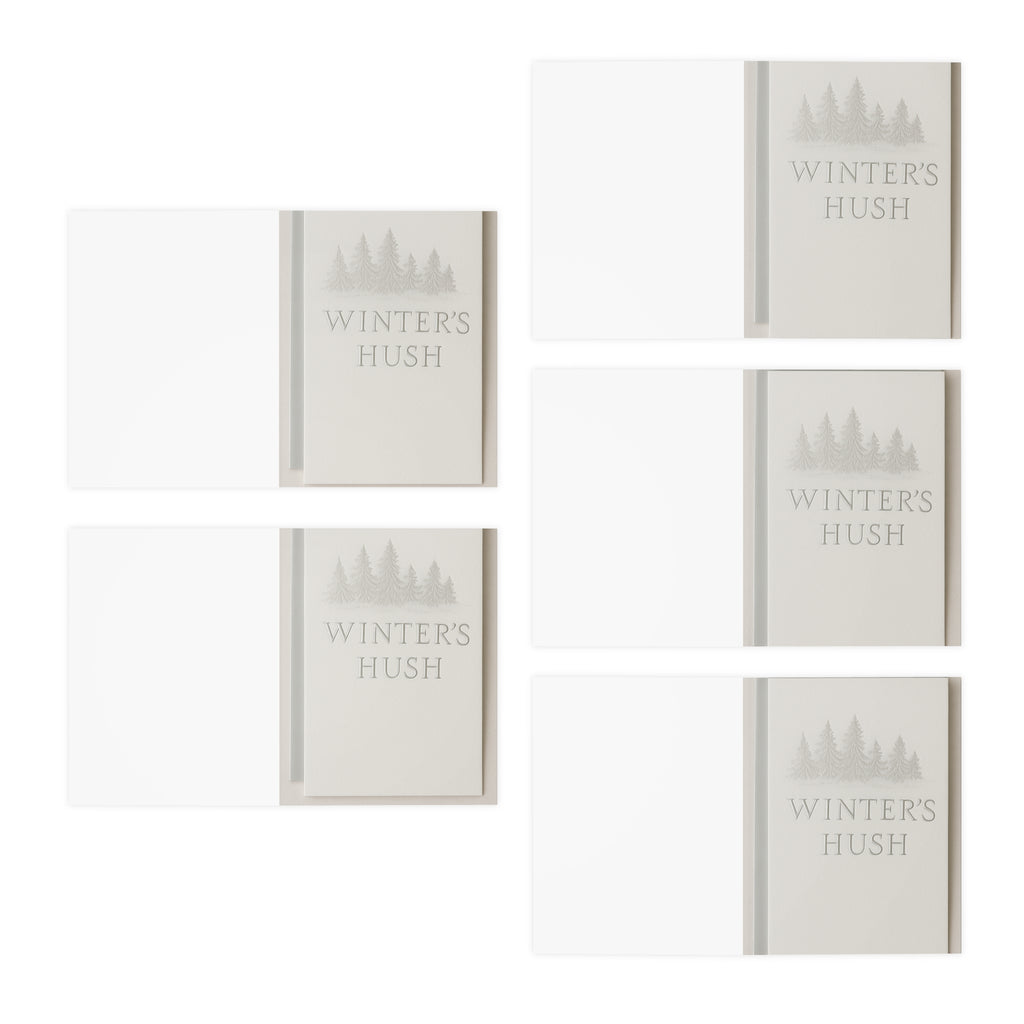Winter’s Hush Holiday Card – Elegant Silver Embossed Trees | Paper Pleasures
