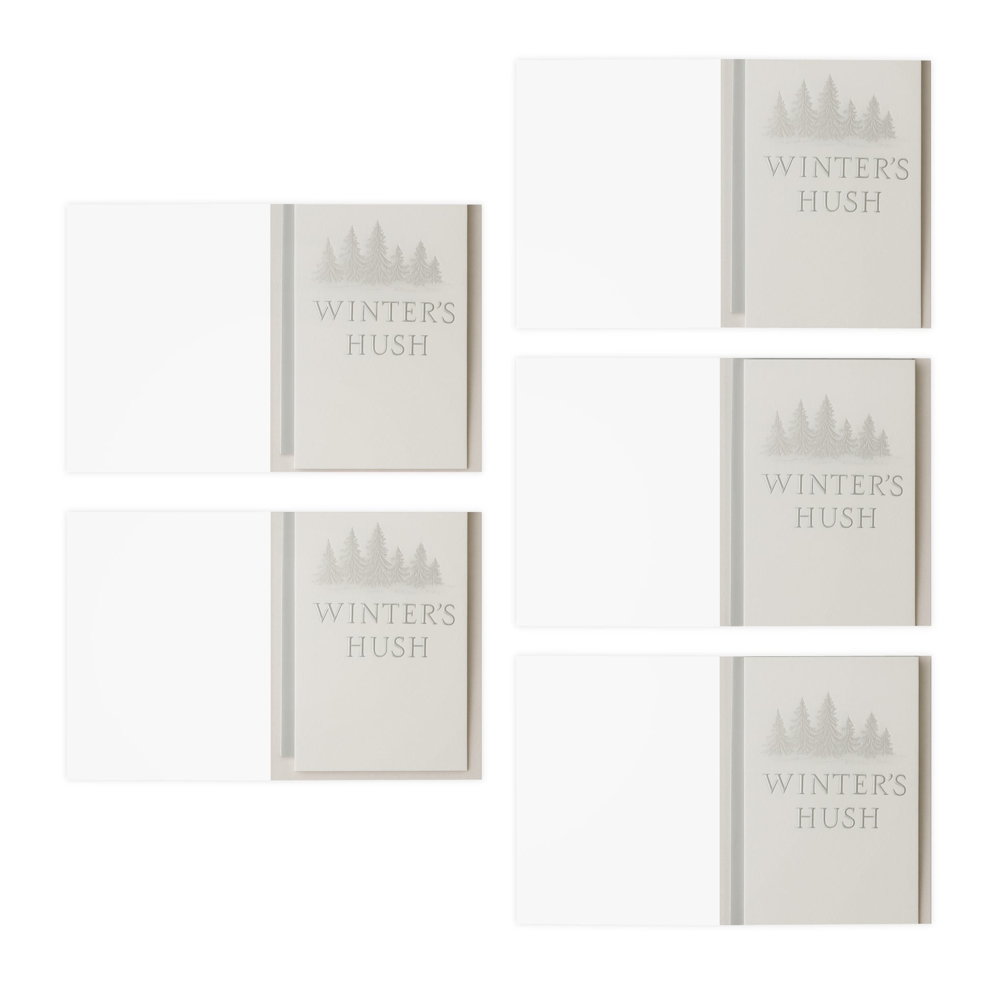 Winter’s Hush Holiday Card – Elegant Silver Embossed Trees | Paper Pleasures
