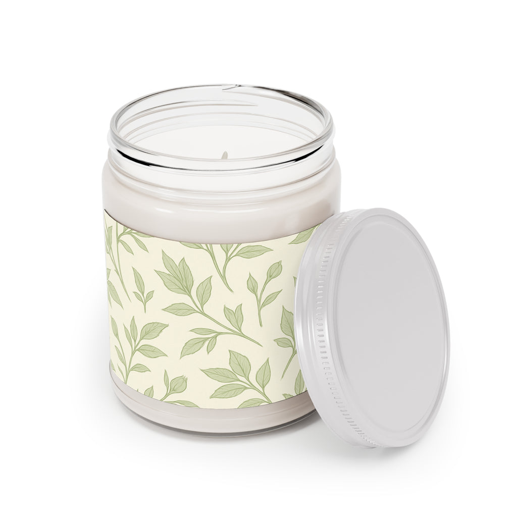 Gentle Green Leaf Print on a Comfort Spice Scented Candle, 9oz