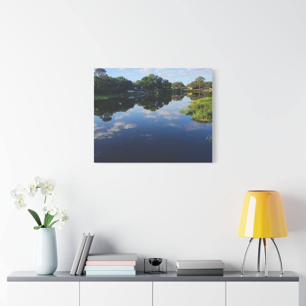 Serene Lake Landscape Reflection - Stretched Canvas Artwork