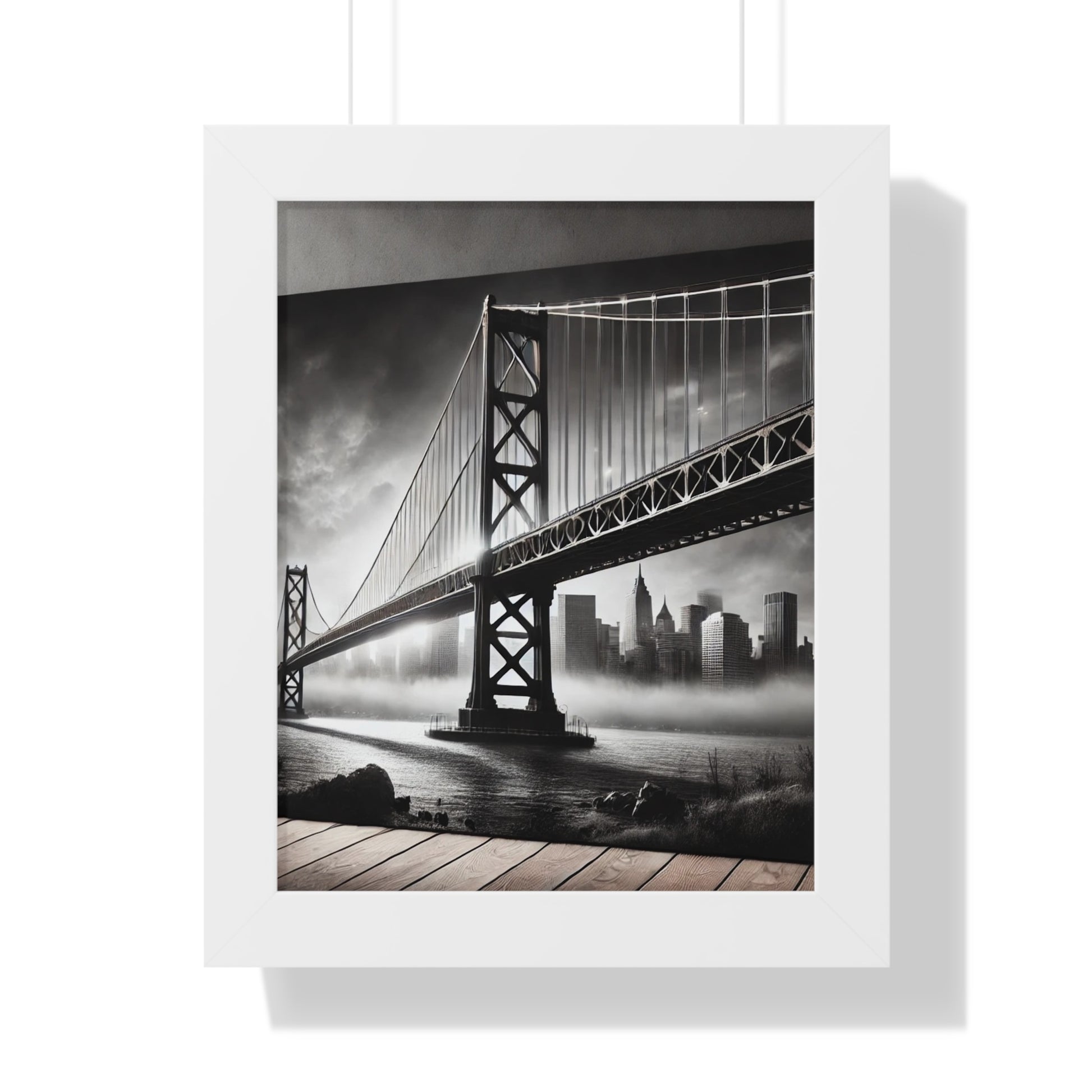 Monochrome Urban Landscape Framed Vertical Poster - Modern Home Decor