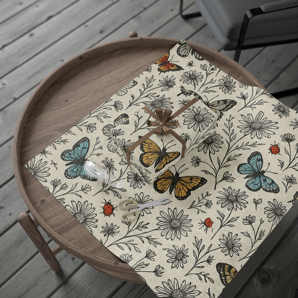 Vivid Wings & Monochrome Blooms Wrapping Paper Wrapping Paper