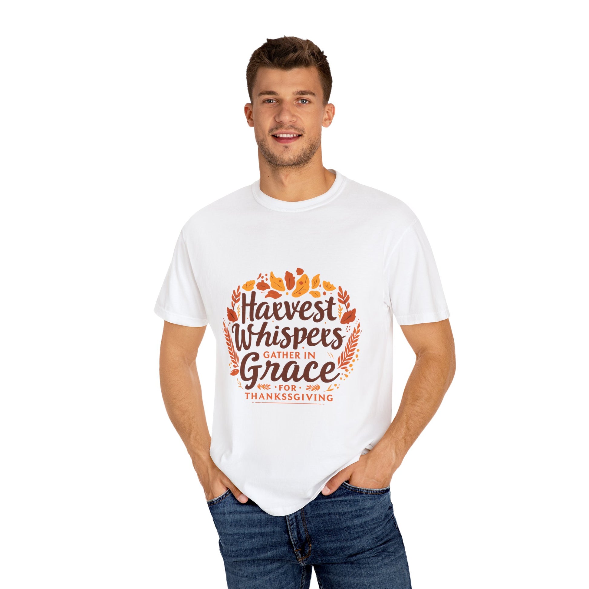 Harvest Whispers Gather in Grace T-Shirt – Thanksgiving Autumn Faith Tee by Paper Pleasures