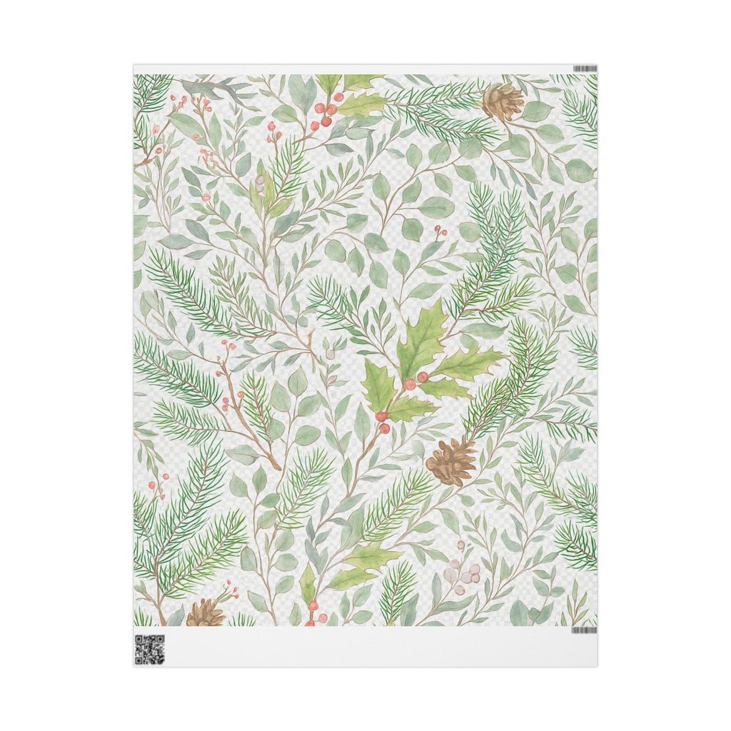 Whispers of Winter Botanical Wrapping Paper – Elegant Evergreen and Berry Christmas Gift Wrap – Ana