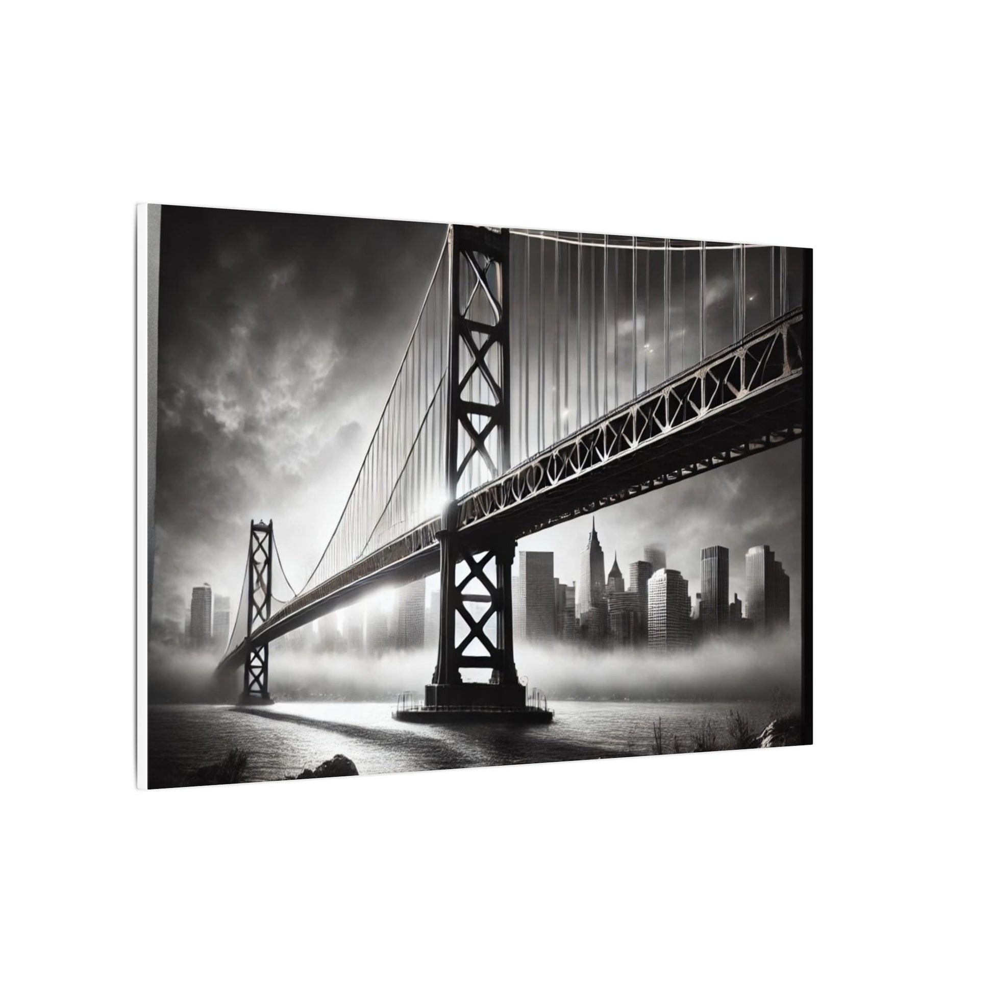 Horizontal Golden Gate Bridge Black & White Wall Art – Dramatic San Francisco Photography Print in Black Frame (2 of 3)