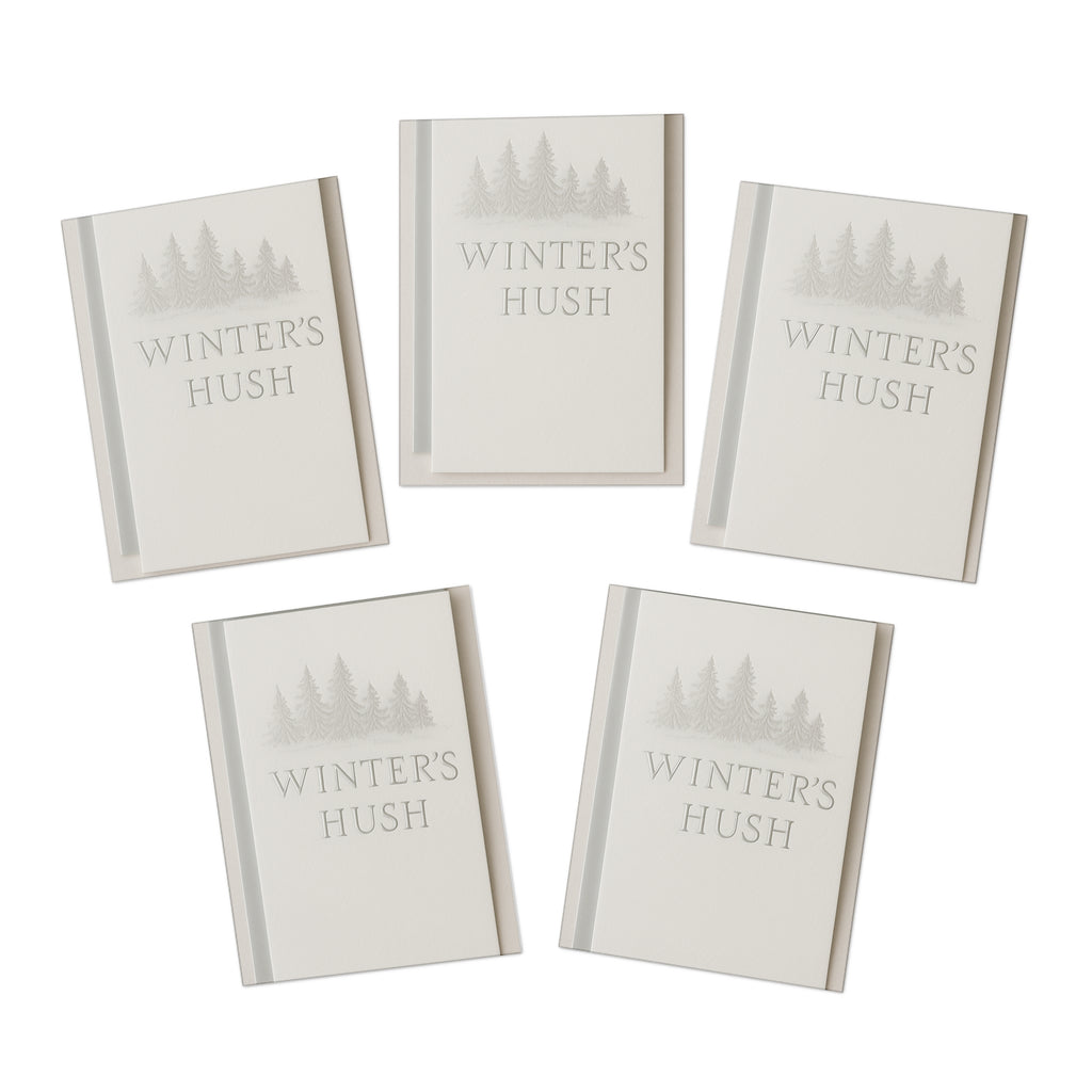 Winter’s Hush Holiday Card – Elegant Silver Embossed Trees | Paper Pleasures