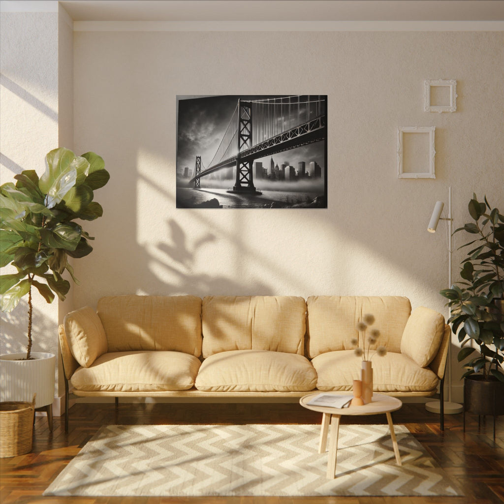 Horizontal Golden Gate Bridge Black & White Wall Art – Dramatic San Francisco Photography Print in Black Frame (2 of 3)