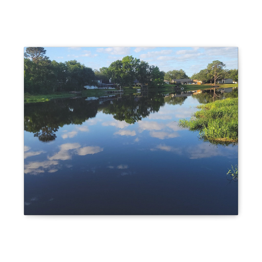 Serene Lake Landscape Reflection - Stretched Canvas Artwork