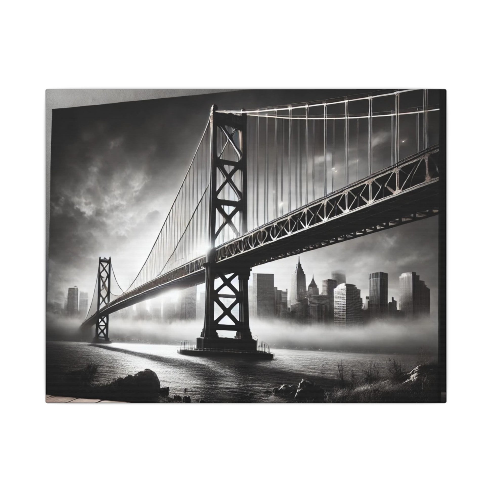 Horizontal Golden Gate Bridge Black & White Wall Art – Dramatic San Francisco Photography Print in Black Frame (2 of 3)