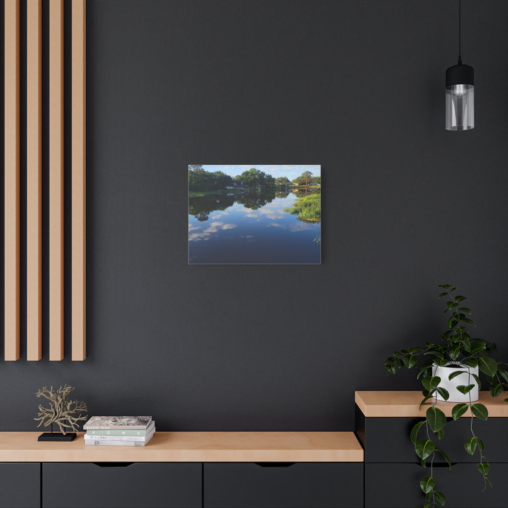 Serene Lake Landscape Reflection - Stretched Canvas Artwork