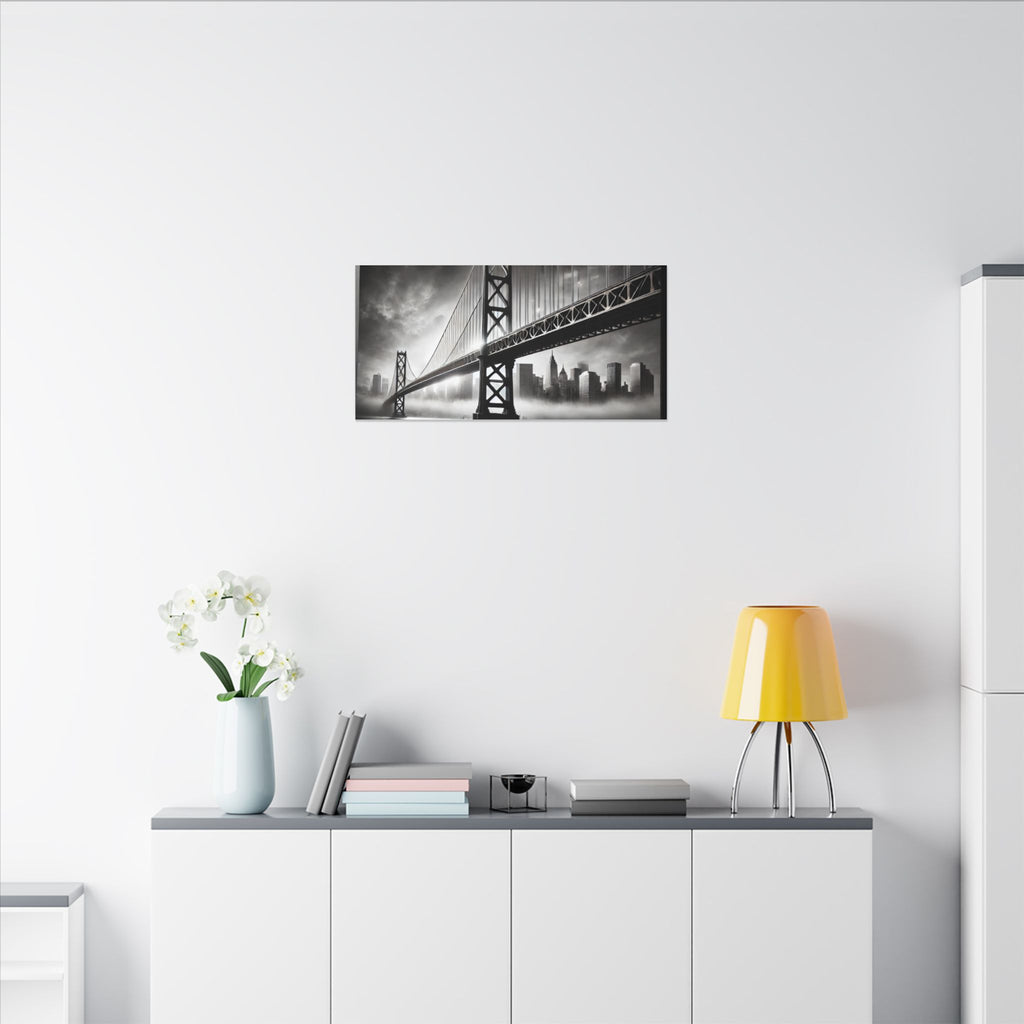 Horizontal Golden Gate Bridge Black & White Wall Art – Dramatic San Francisco Photography Print in Black Frame (2 of 3)