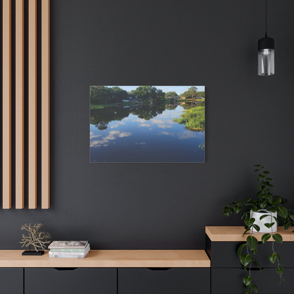 Serene Lake Landscape Reflection - Stretched Canvas Artwork