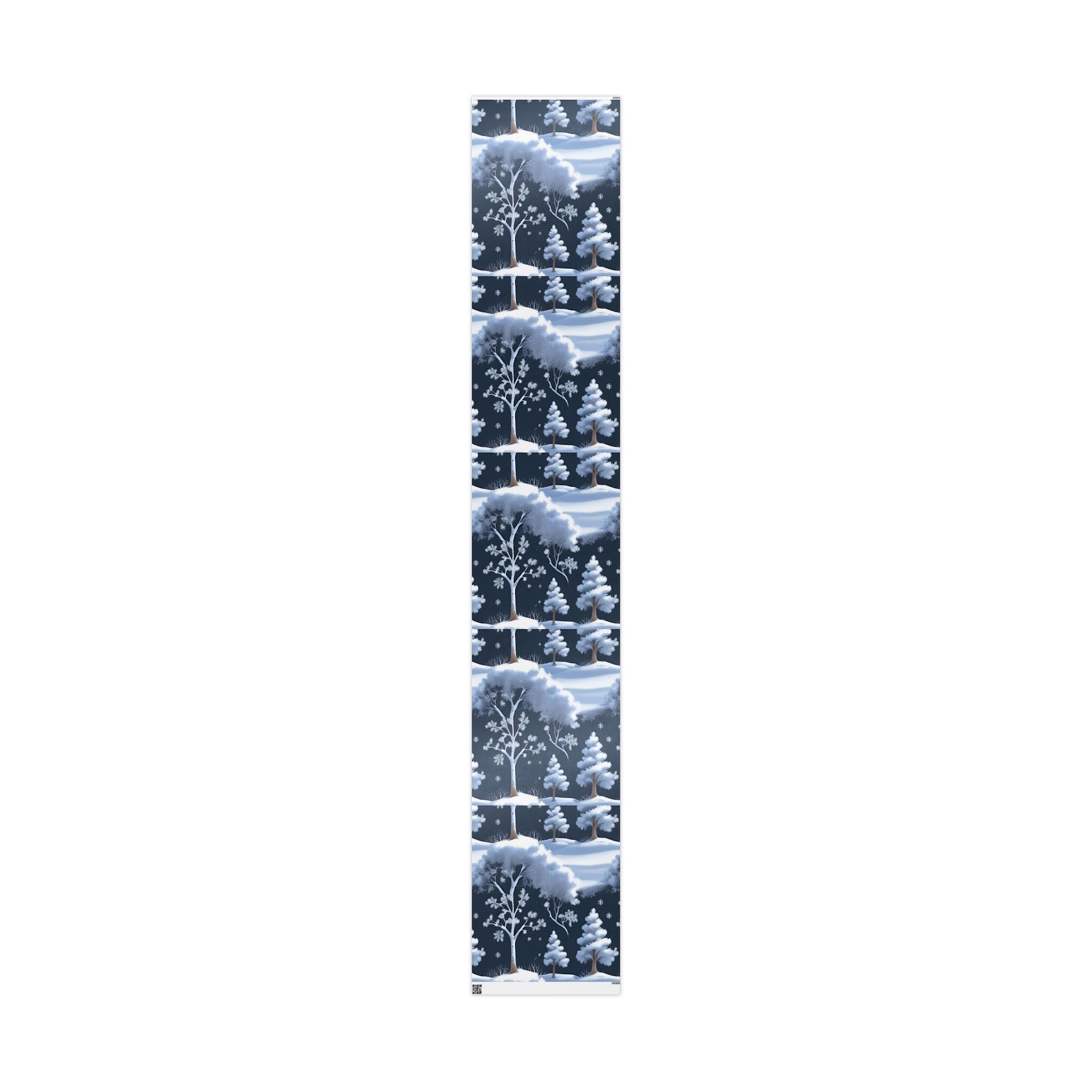 Winter Wonderland Forest Wrapping Paper – Snowy Trees and Falling Snowflakes