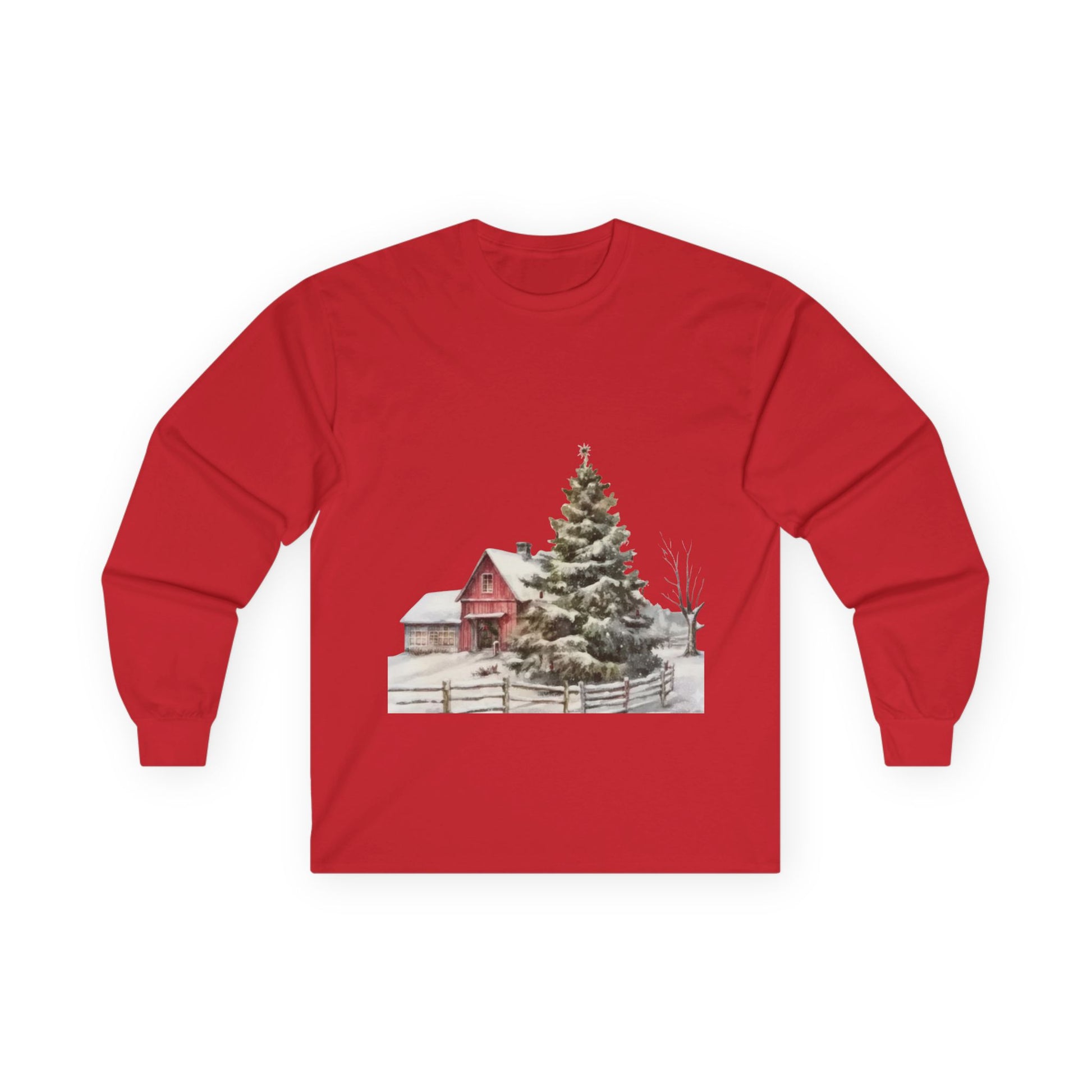 Whispers of Winter – Christmas Barn T-Shirt Long Sleeve Tee