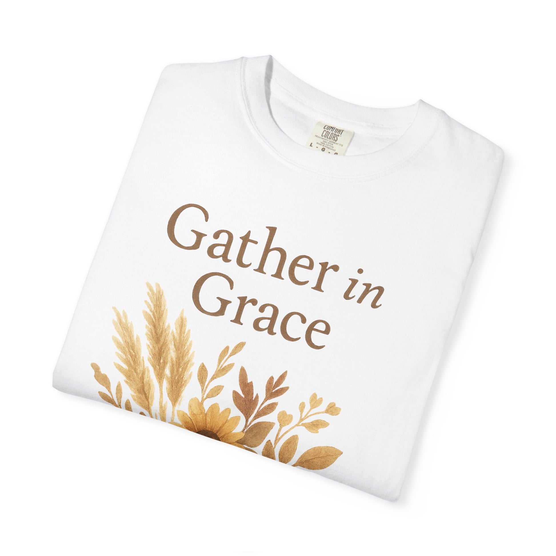 Gather in Grace Thanksgiving Shirt | Rustic Fall Pumpkin & Harvest T-Shirt | Autumn Watercolor Apparel