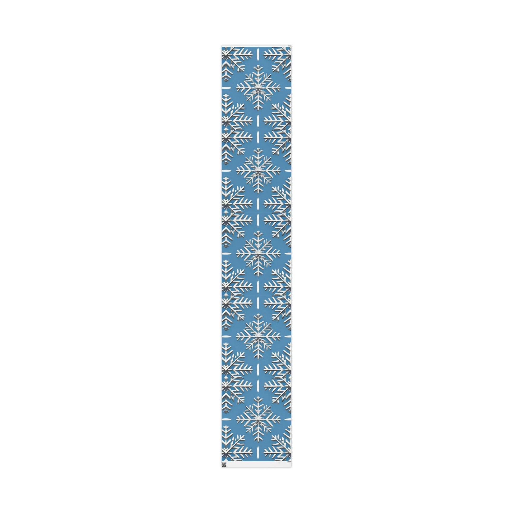 Silver Snowflake Wrapping Paper – Elegant Holiday Gift Wrap on Winter Blue Background