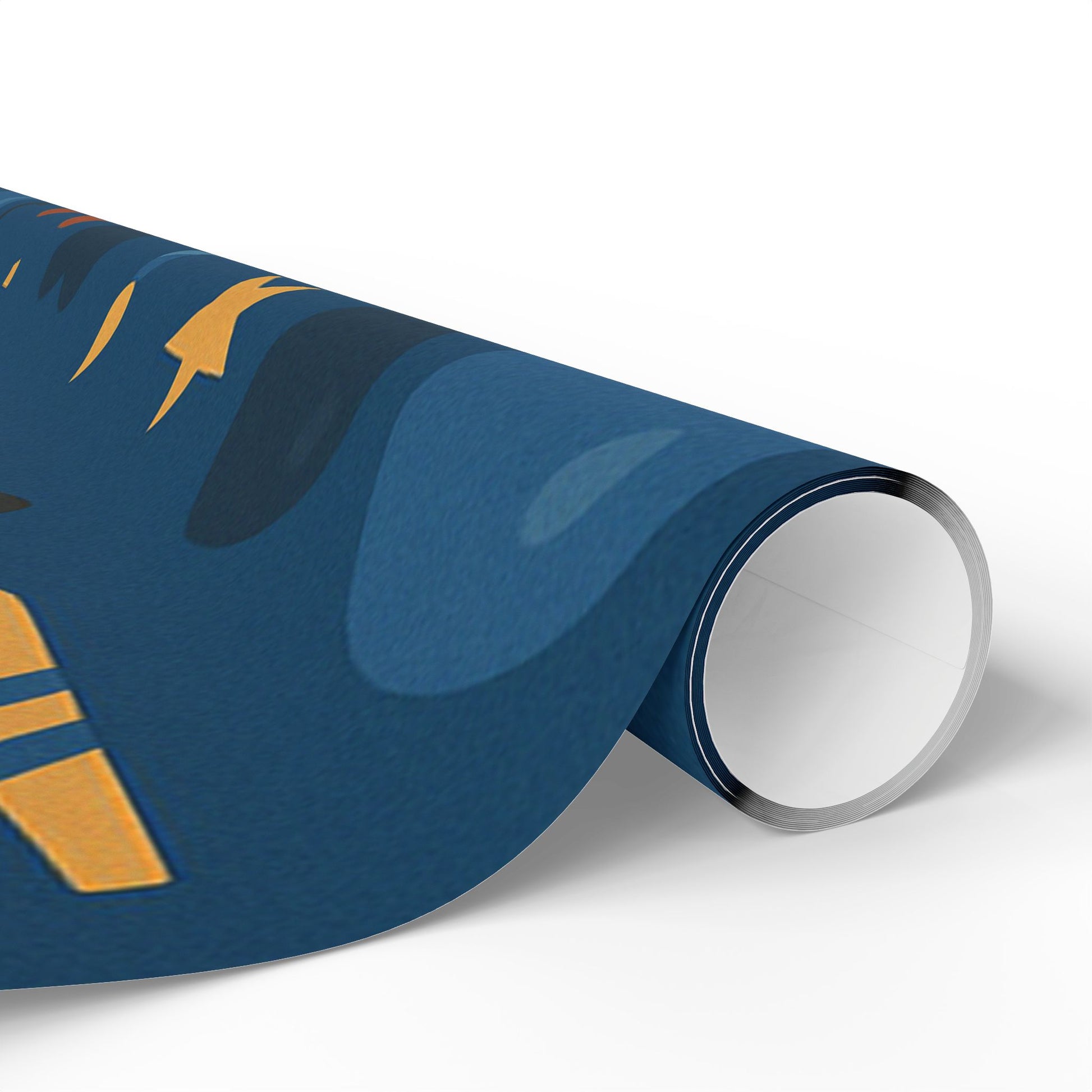 Happy Birthday Wrapping Paper – Navy Blue with Cakes, Gifts & Party Icons