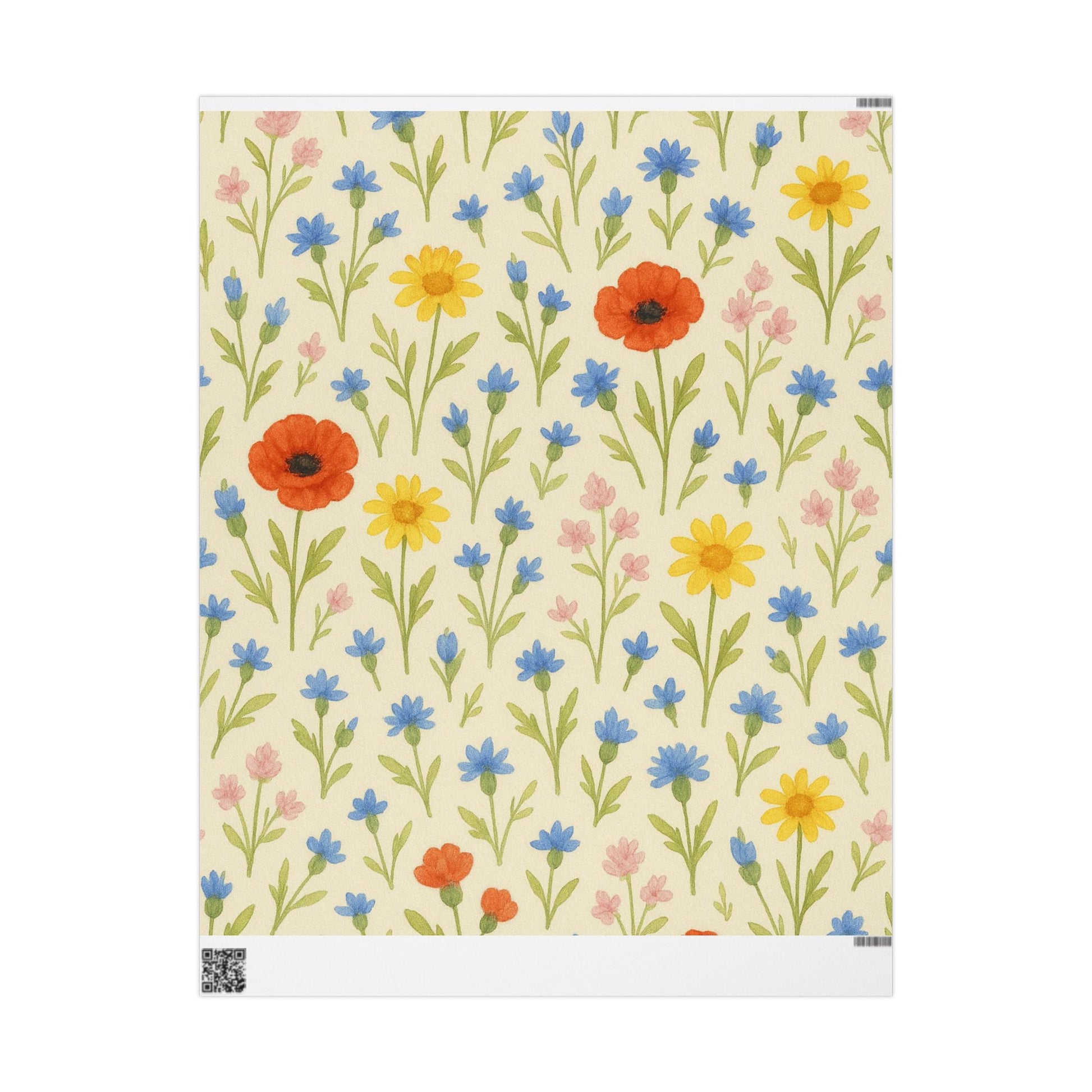 Wildflower Garden Wrapping Paper – Colorful Floral Gift Wrap on Cream Background
