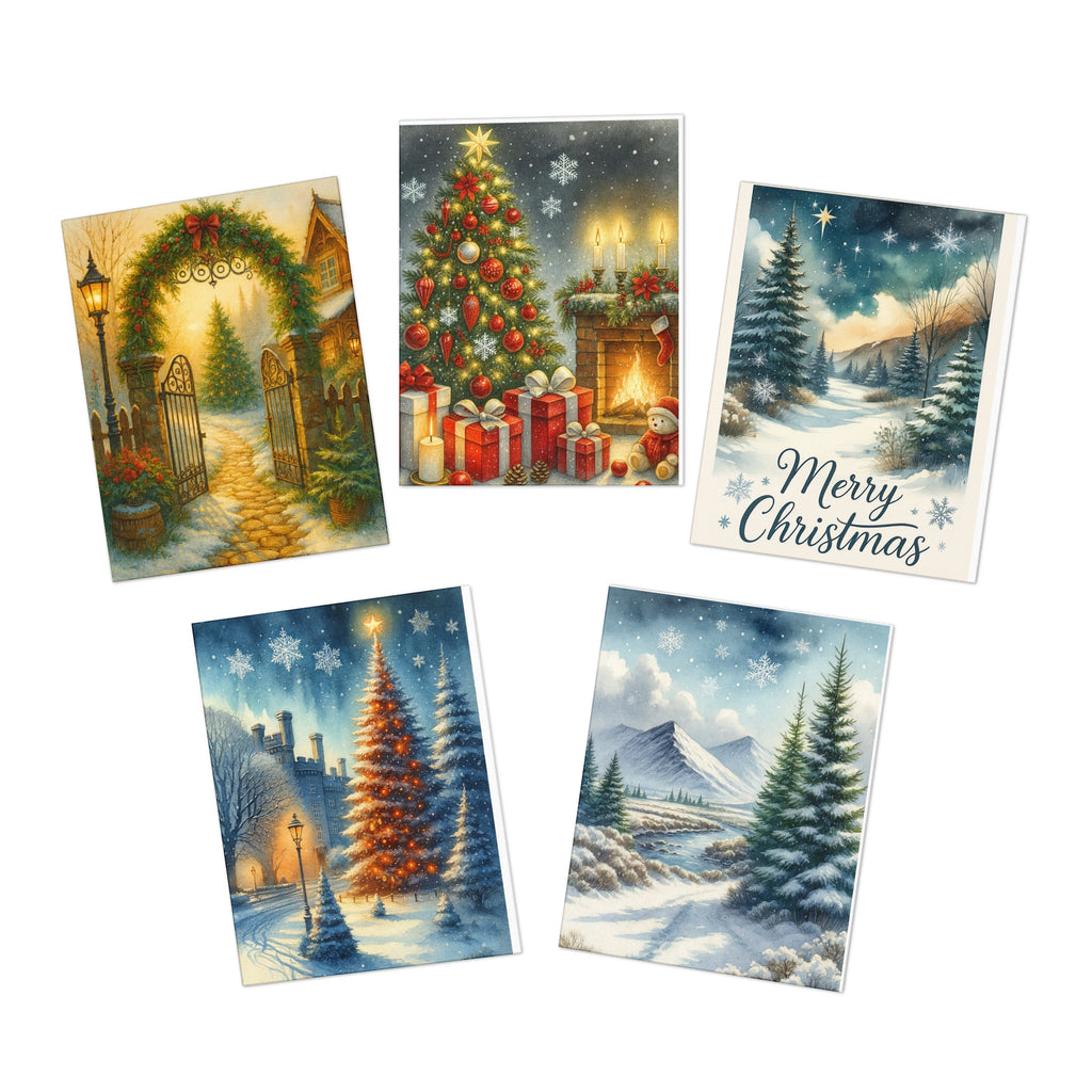 Christmas Variety Greeting Card Pack (Set of 5) – Winter Landscapes, Cozy Holiday Scenes, Artistic Snowy Designs – Blank Inside – Paper Pleasures
