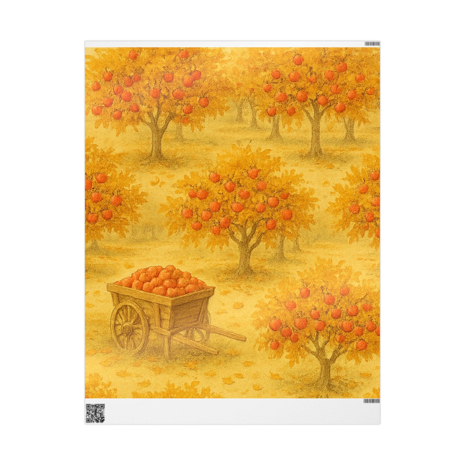 Autumn APPLE Harvest Vintage Wrapping Paper - Festive Orange Orchard Design for Fall Celebrations