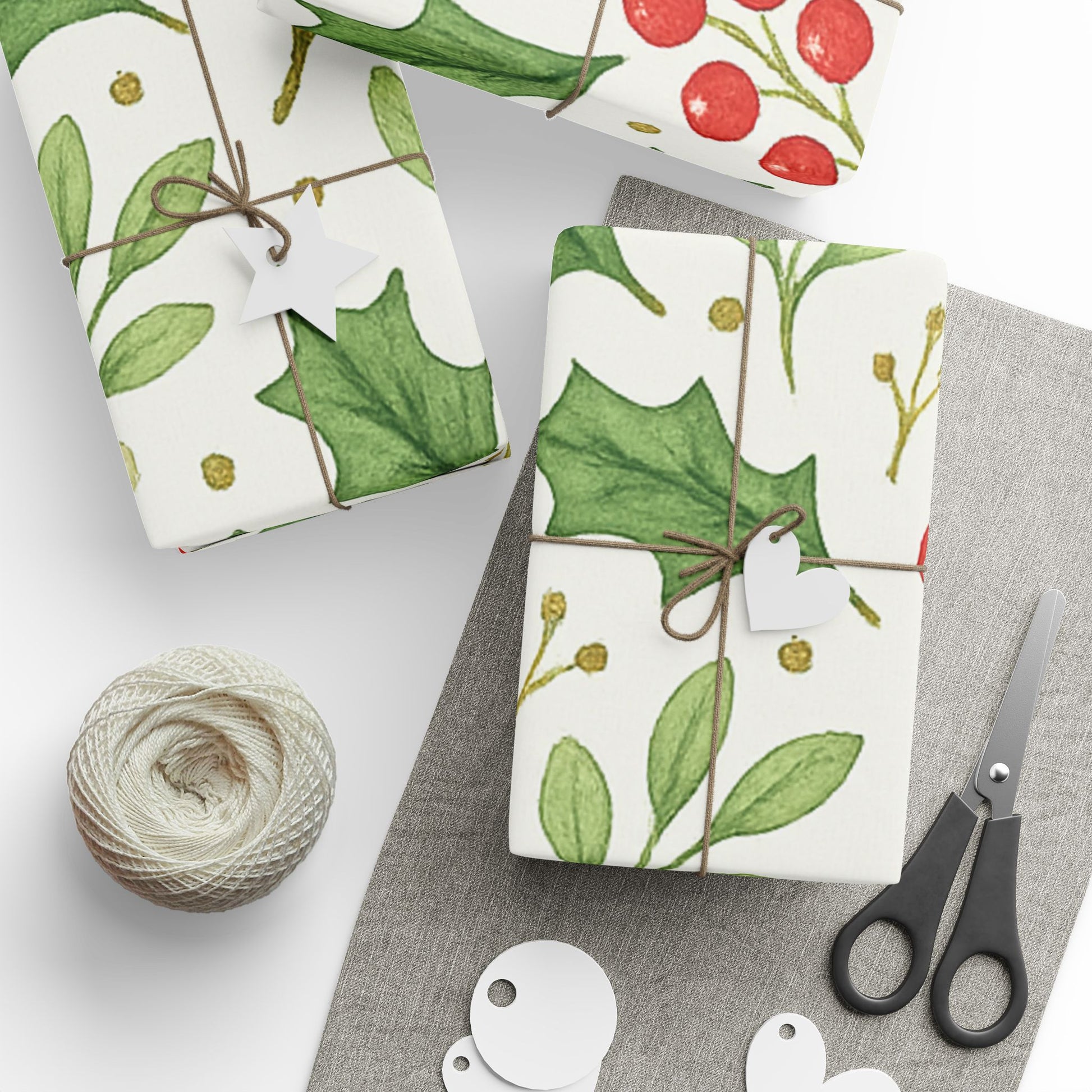Festive Wrapping Paper, Holly Holiday Gift Wrap, Eco-Friendly Wrapping, Christmas Gift Wrap, Floral Wrapping Paper, Seasonal Decor