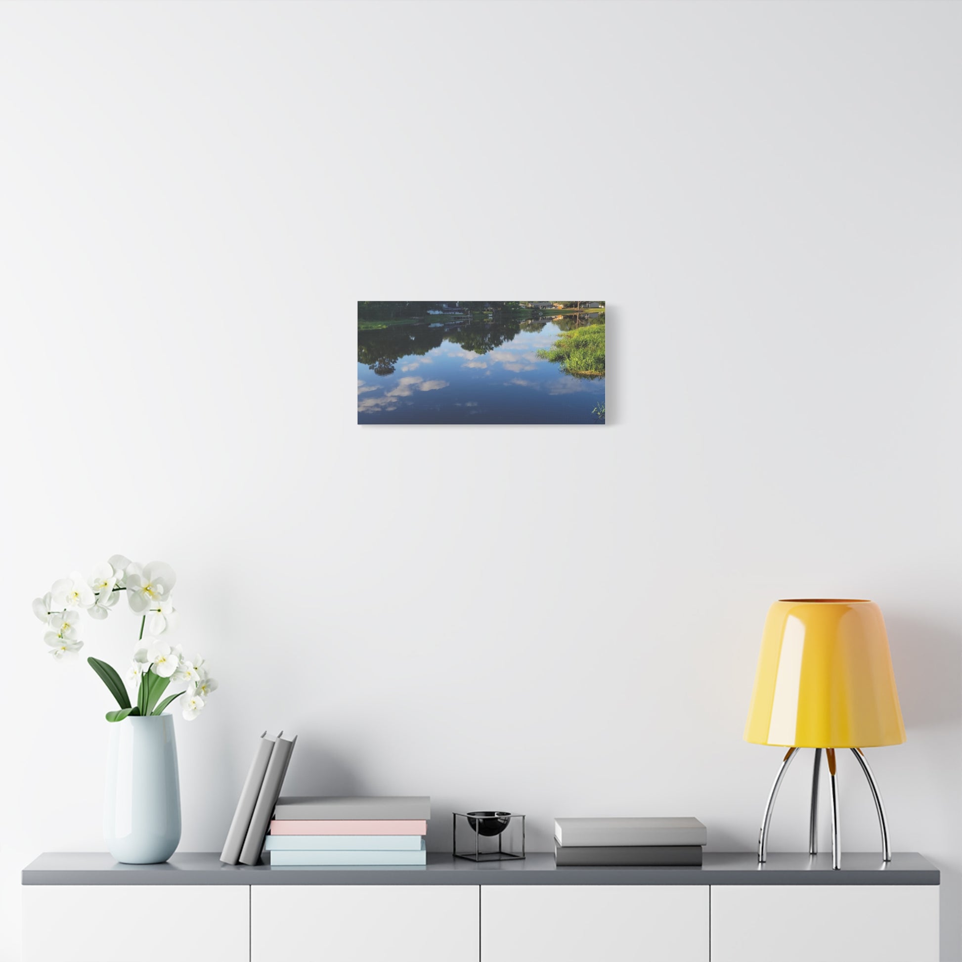 Serene Lake Landscape Reflection - Stretched Canvas Artwork