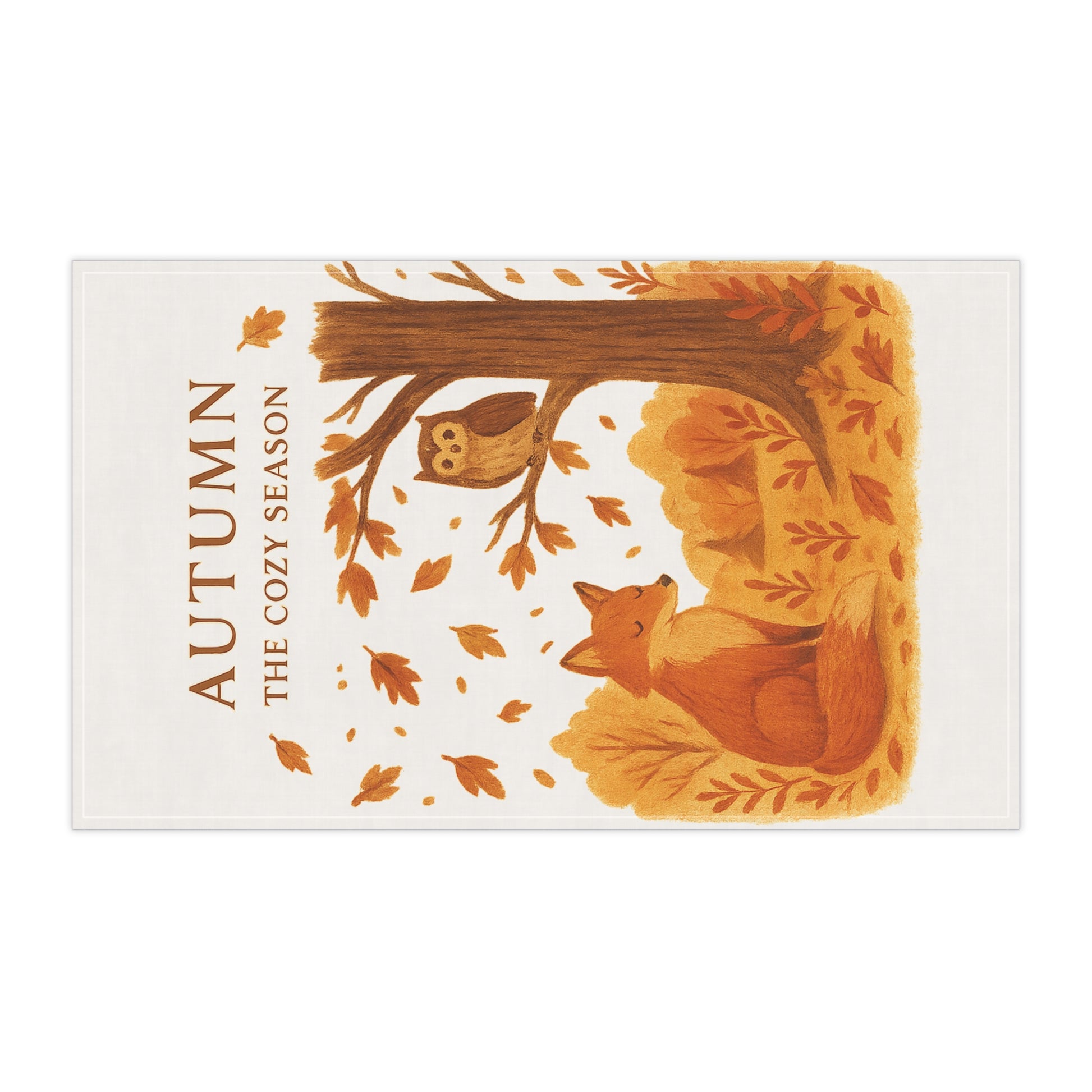 Autumn Cozy Tea Towels | Fall Decor, Gift for Hostess, Kitchen Linen, Thanksgiving, Cozy Season Essentials