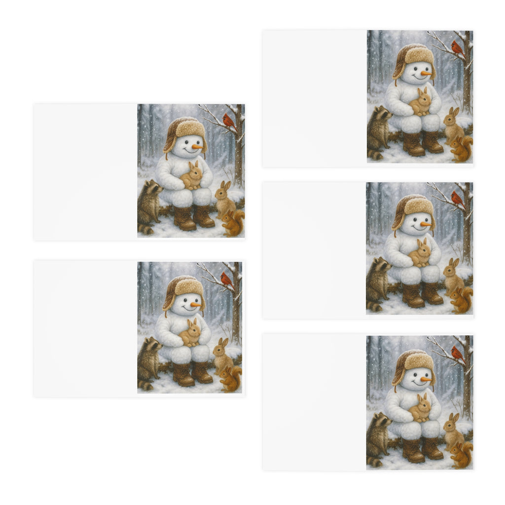 Snowman & Woodland Friends Greeting Cards (5-Pack) - Jolly Snowfolk Winter Village Snowman Greeting Card – Cozy Christmas Card 4.25×5.5 by Paper Pleasures – Illustrated by Trailside Designs