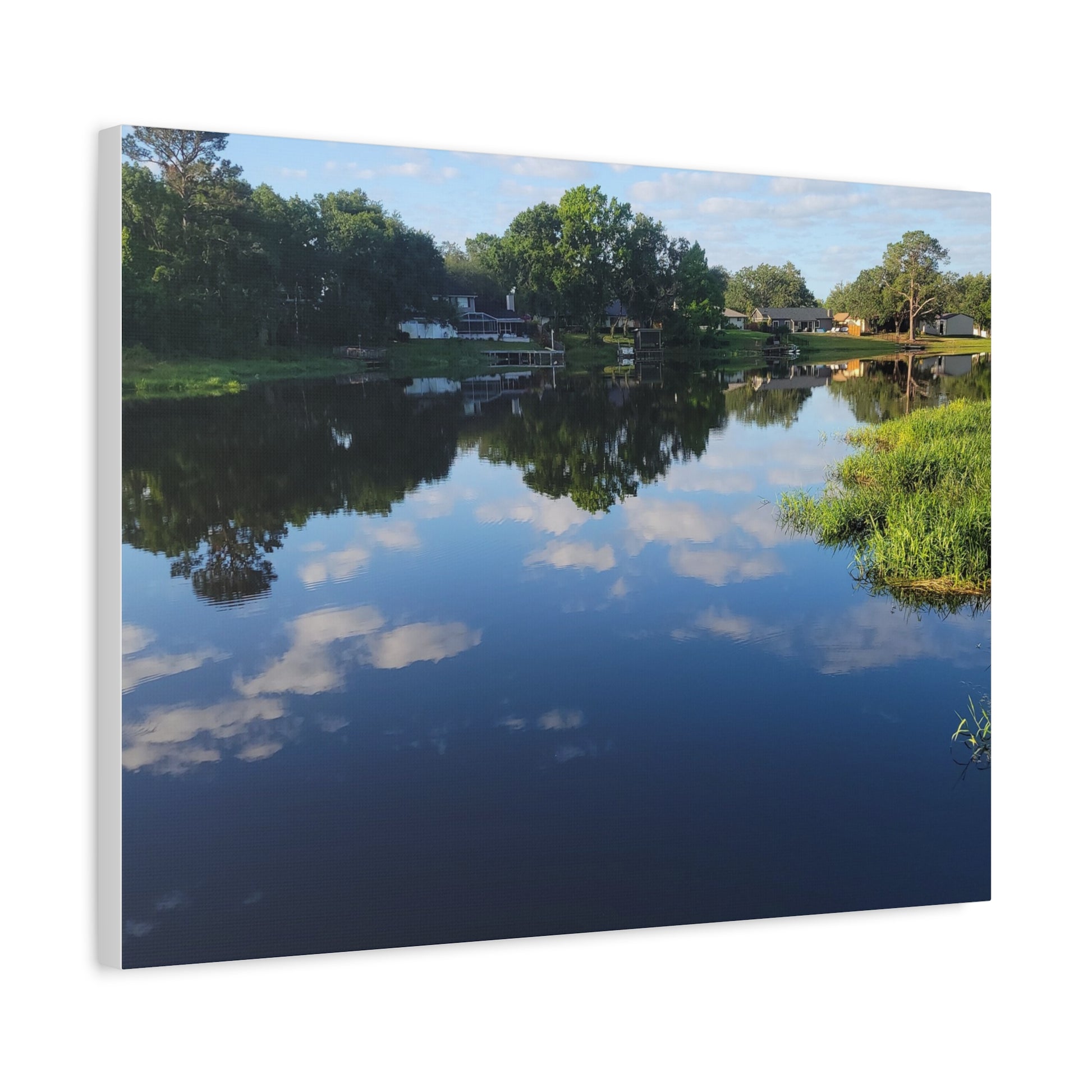 Serene Lake Landscape Reflection - Stretched Canvas Artwork