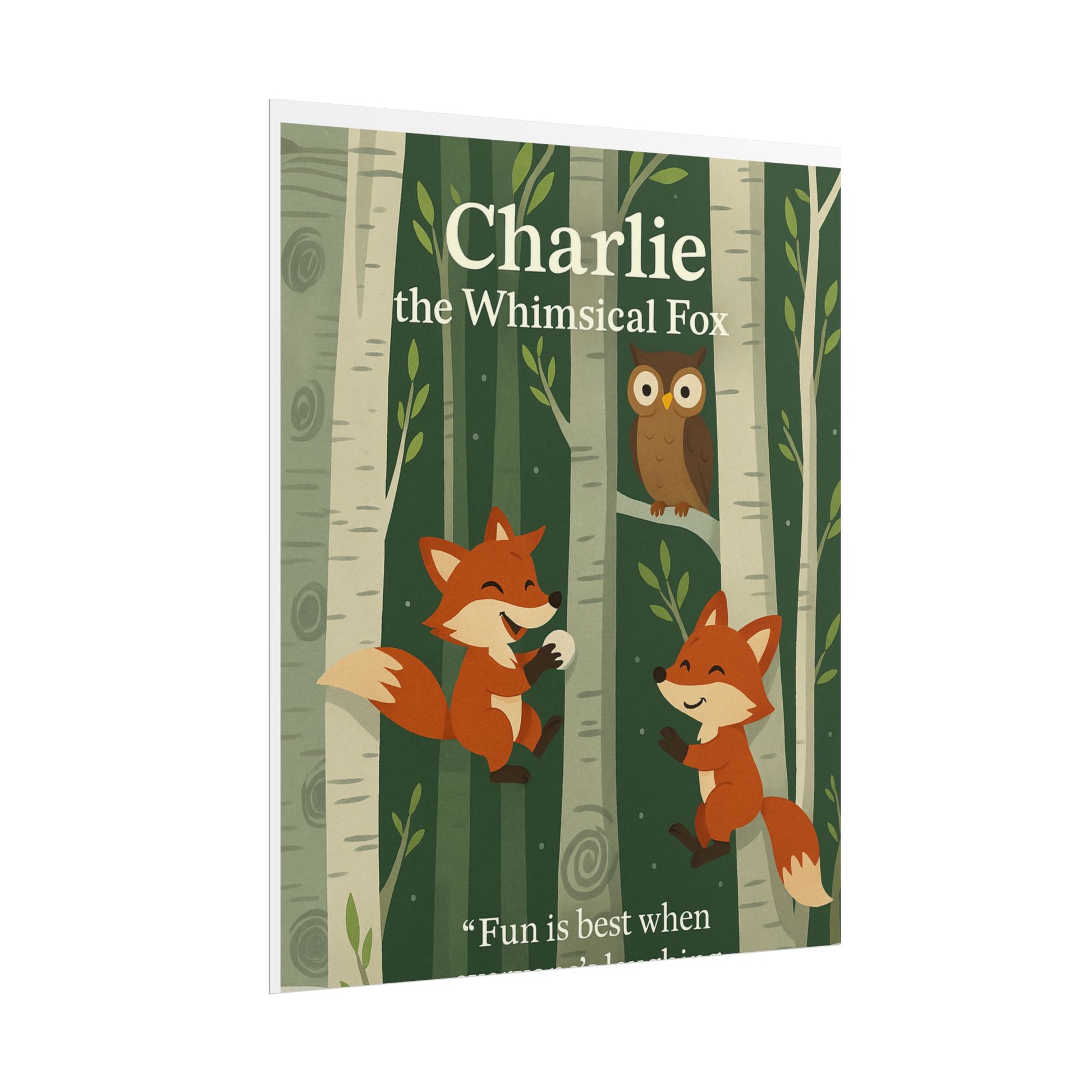 POSTER Charlie Whimsical Fox and Lila Wall Art Print, Playful Home Decor, Nature-Inspired Kids Room Art, Gift for Animal Lovers, Nursery Wall Decor