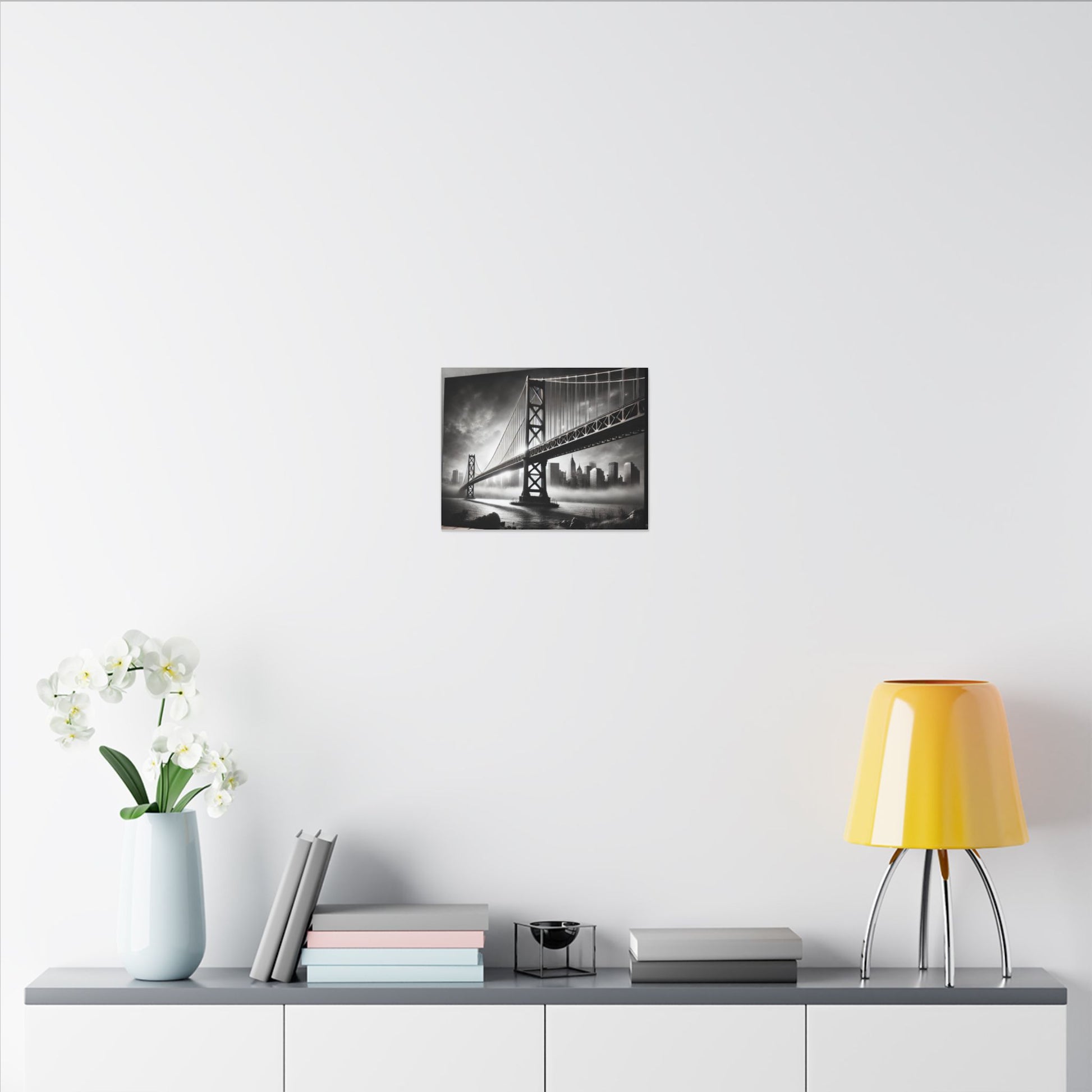 Horizontal Golden Gate Bridge Black & White Wall Art – Dramatic San Francisco Photography Print in Black Frame (2 of 3)