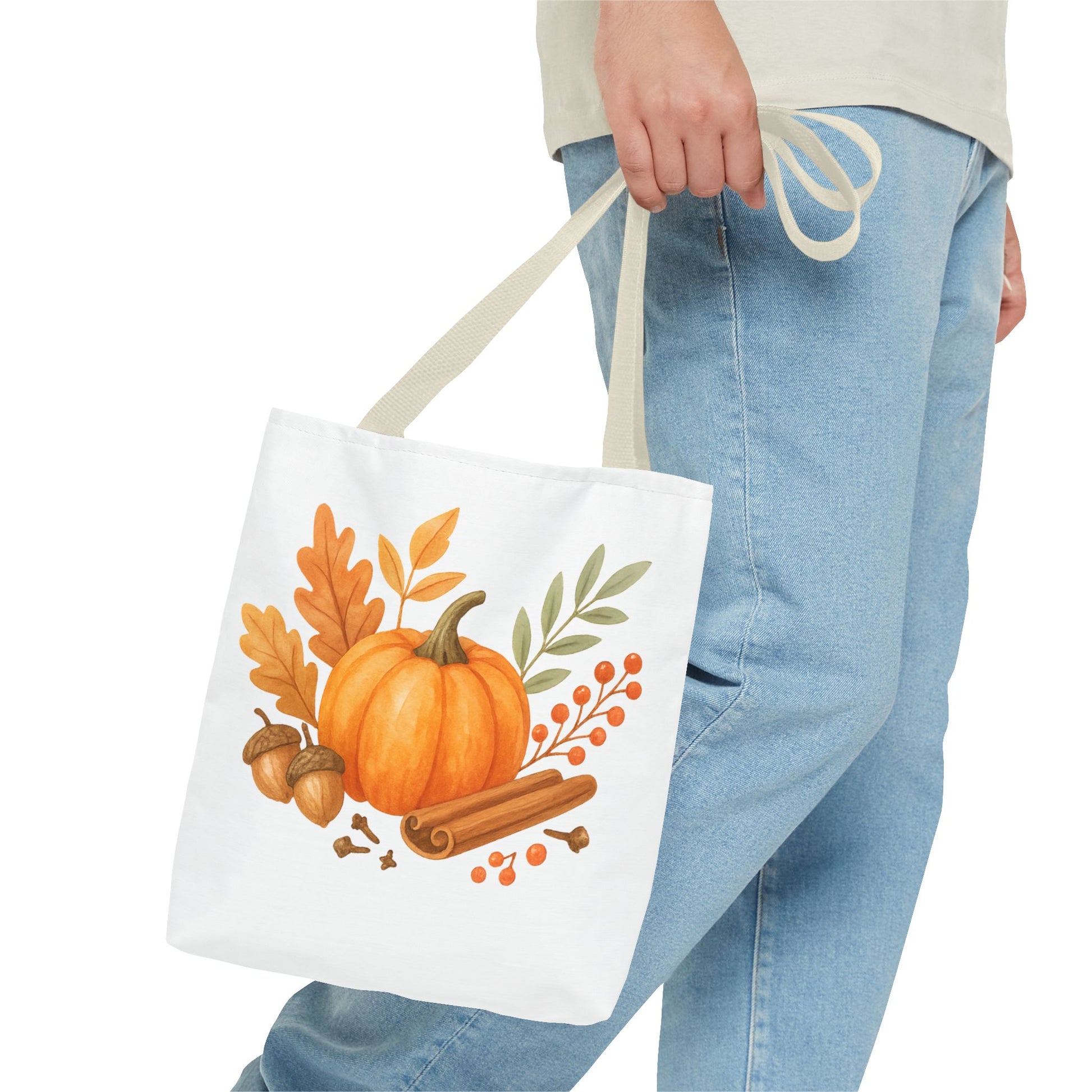 Pumpkin & Autumn Leaves Tote Bag – Fall Market Farmhouse Style Carryall